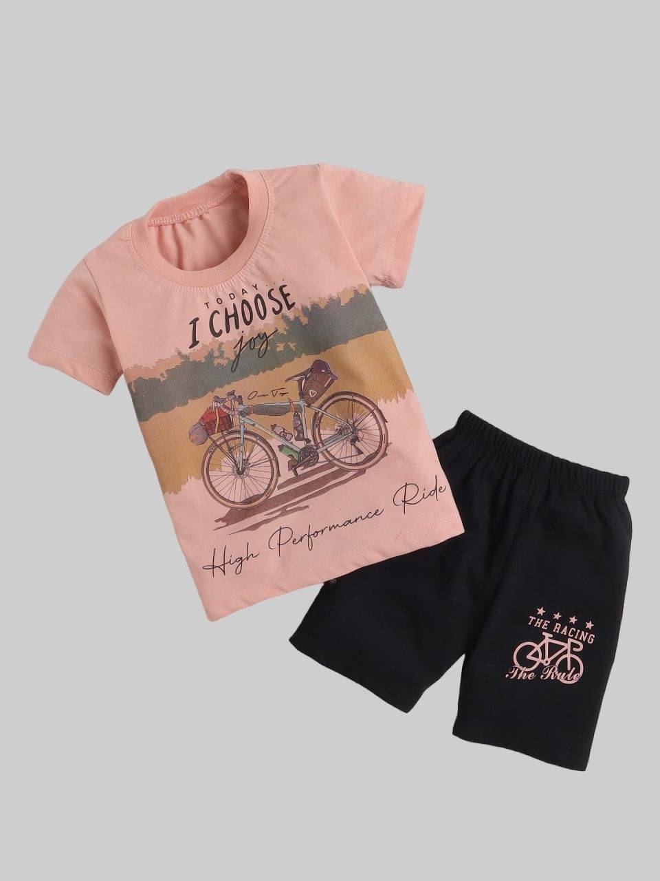 Fourfolds Pack of 1 Baby Boys Cotton Blend T-Shirt & Shorts ( Peach ) Fourfolds Pack of 1 Baby Boys Cotton Blend T-Shirt & Shorts ( Peach )