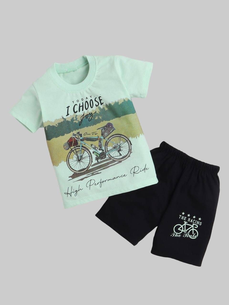 Fourfolds Pack of 1 Baby Boys Cotton Blend T-Shirt & Shorts ( Sea Green )     			Fourfolds Pack of 1 Baby Boys Cotton Blend T-Shirt & Shorts ( Sea Green )