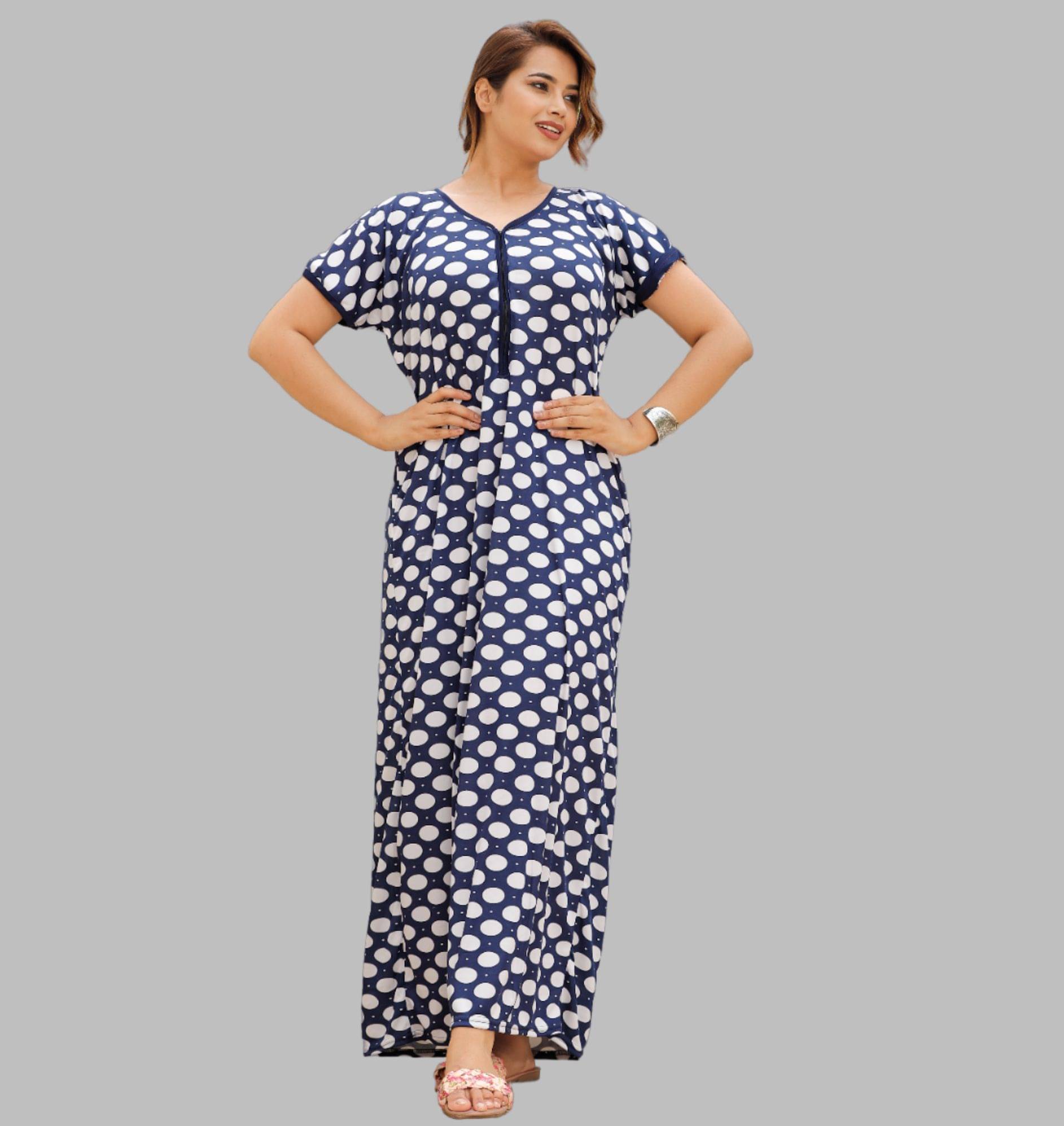     			G4Girl Satin Printed Women Regular Nighty ( Blue )