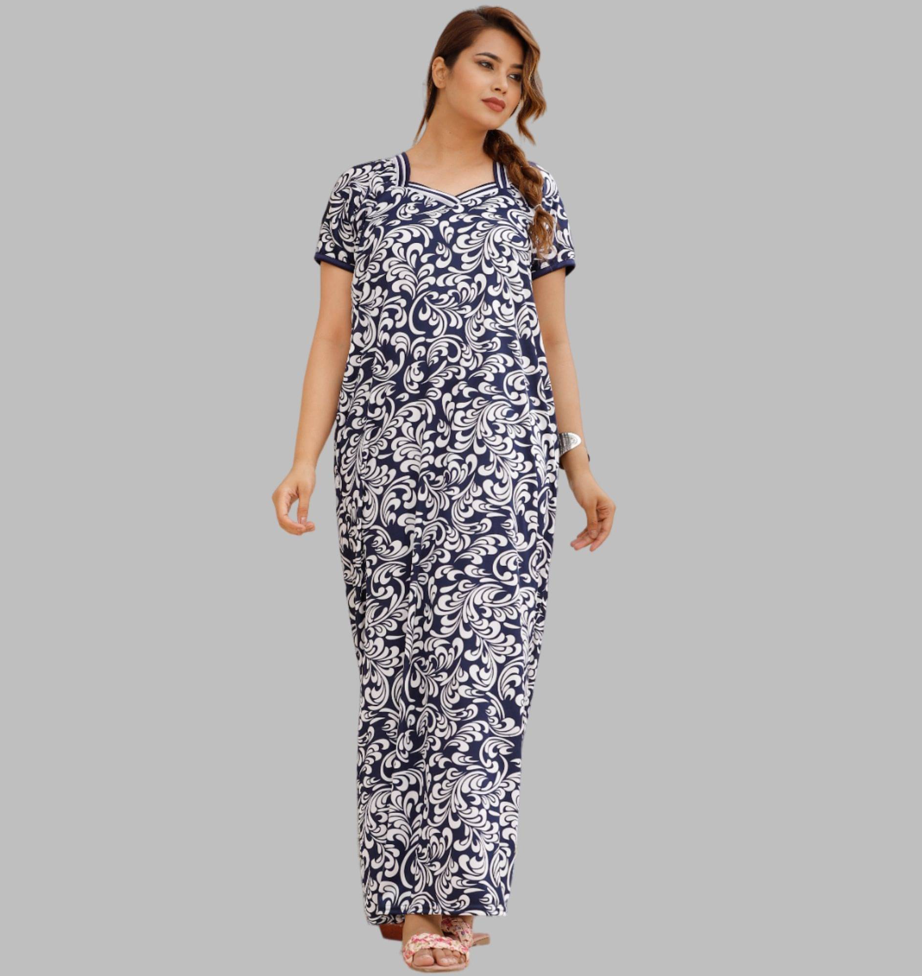     			G4Girl Satin Printed Women Regular Nighty ( Blue )