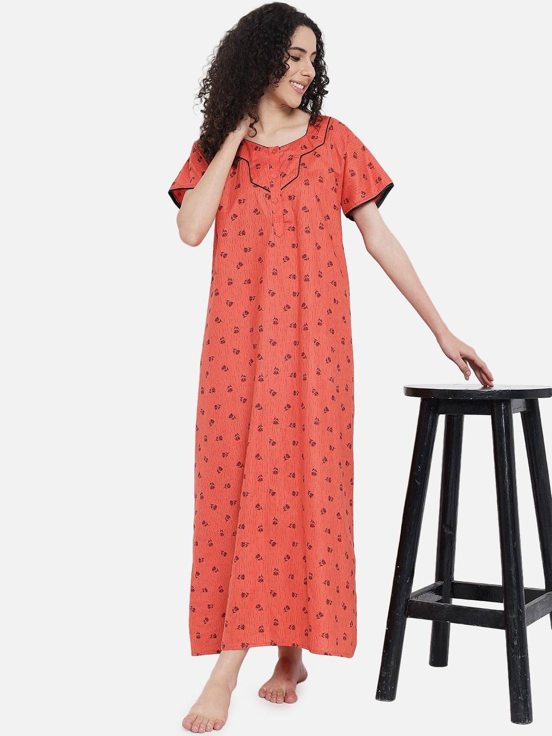 G4Girl - Orange Cotton Women's Nightwear Nighty & Night Gowns ( Pack of 1 )     			G4Girl - Orange Cotton Women's Nightwear Nighty & Night Gowns ( Pack of 1 )