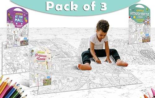 GIANT AT THE MALL COLOURING POSTER, GIANT PRINCESS CASTLE COLOURING POSTER and GIANT AMUSEMENT PARK COLOURING POSTER | Combo pack of 3 Posters I Coloring Posters Giant Set GIANT AT THE MALL COLOURING POSTER, GIANT PRINCESS CASTLE COLOURING POSTER and GIANT AMUSEMENT PARK COLOURING POSTER | Combo pack of 3 Posters I Coloring Posters Giant Set