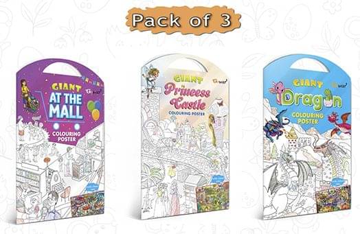 GIANT AT THE MALL COLOURING POSTER, GIANT PRINCESS CASTLE COLOURING POSTER and GIANT DRAGON COLOURING POSTER | Pack of 3 Posters I Happy Coloring Set GIANT AT THE MALL COLOURING POSTER, GIANT PRINCESS CASTLE COLOURING POSTER and GIANT DRAGON COLOURING POSTER | Pack of 3 Posters I Happy Coloring Set
