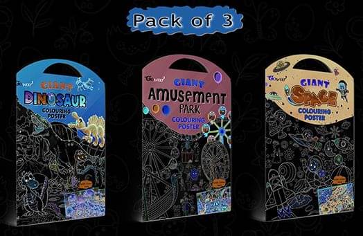     			GIANT DINOSAUR COLOURING POSTER, GIANT AMUSEMENT PARK COLOURING POSTER and GIANT SPACE COLOURING POSTER | Pack of 3 Posters I Giant Coloring Posters Mega Set