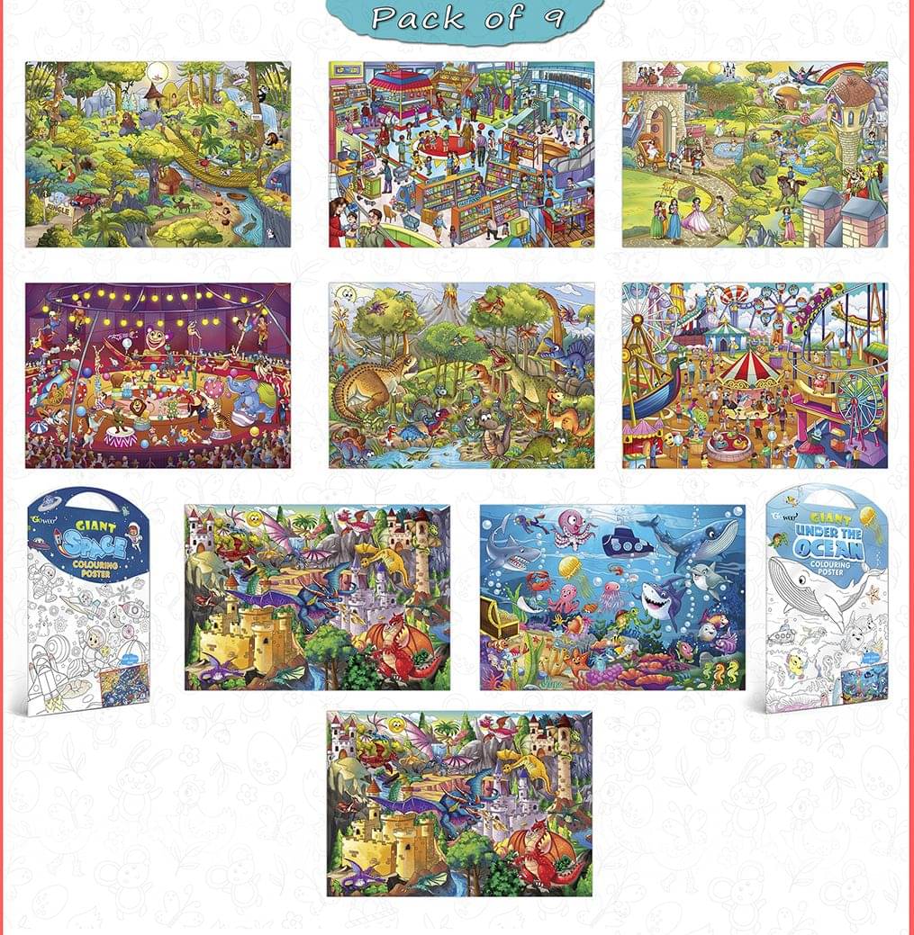 GIANT JUNGLE SAFARI, GIANT AT THE MALL, GIANT PRINCESS CASTLE, GIANT CIRCUS, GIANT DINOSAUR, GIANT AMUSEMENT PARK, GIANT SPACE, GIANT UNDER THE OCEAN and GIANT DRAGON I Pack of 9 s I Quality coloring s GIANT JUNGLE SAFARI, GIANT AT THE MALL, GIANT PRINCESS CASTLE, GIANT CIRCUS, GIANT DINOSAUR, GIANT AMUSEMENT PARK, GIANT SPACE, GIANT UNDER THE OCEAN and GIANT DRAGON I Pack of 9 s I Quality coloring s