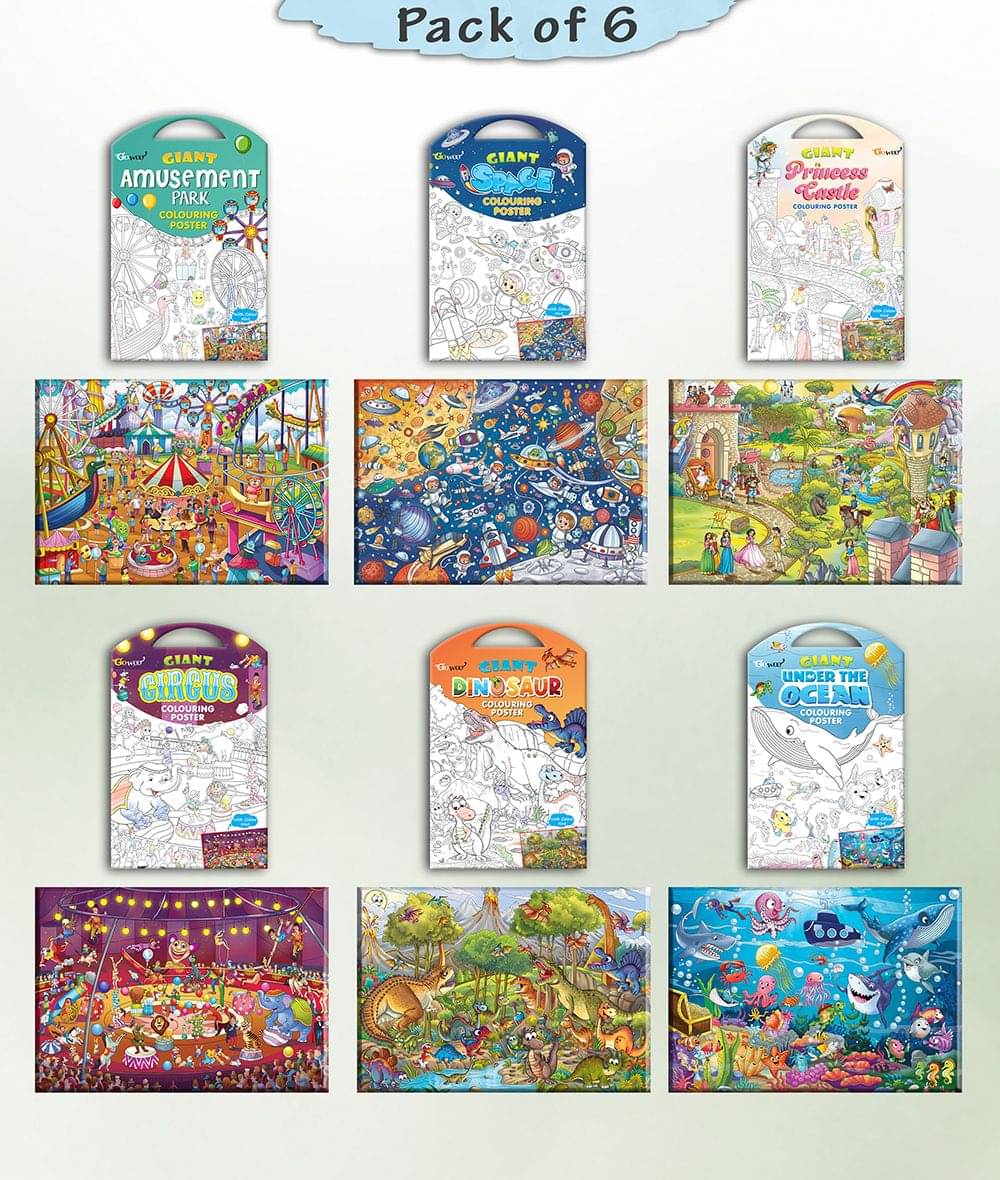 GIANT PRINCESS CASTLE COLOURING , GIANT CIRCUS COLOURING , GIANT DINOSAUR COLOURING , GIANT AMUSEMENT PARK COLOURING , GIANT SPACE COLOURING and GIANT UNDER THE OCEAN COLOURING | Combo of 6 s I Collection of most loved products for kids GIANT PRINCESS CASTLE COLOURING , GIANT CIRCUS COLOURING , GIANT DINOSAUR COLOURING , GIANT AMUSEMENT PARK COLOURING , GIANT SPACE COLOURING and GIANT UNDER THE OCEAN COLOURING | Combo of 6 s I Collection of most loved products for kids