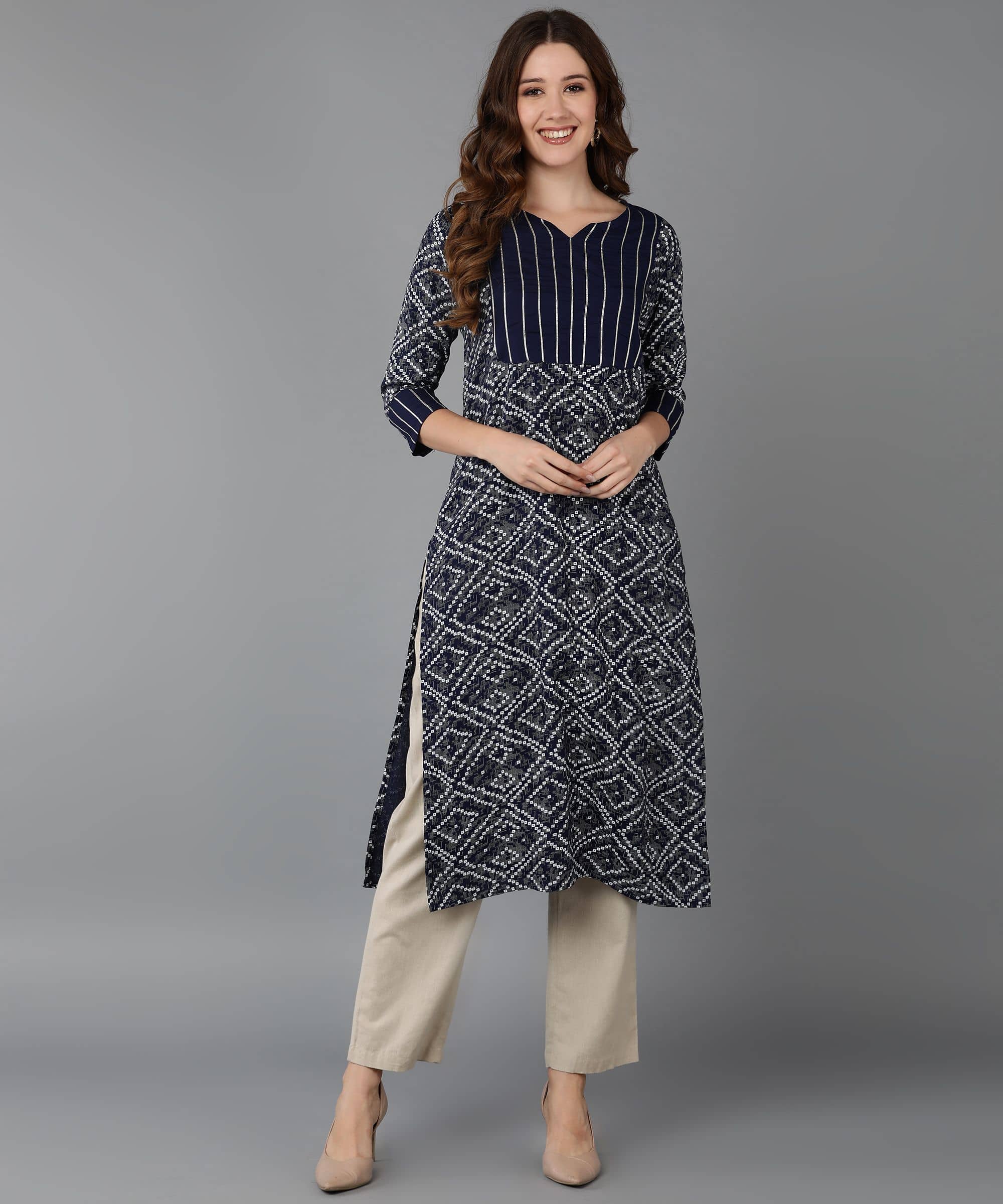 Glorious - Blue Rayon Women's Straight Kurti ( Pack of 1 ) - Kurtis, Tunics | Buy online on ZillyBuy