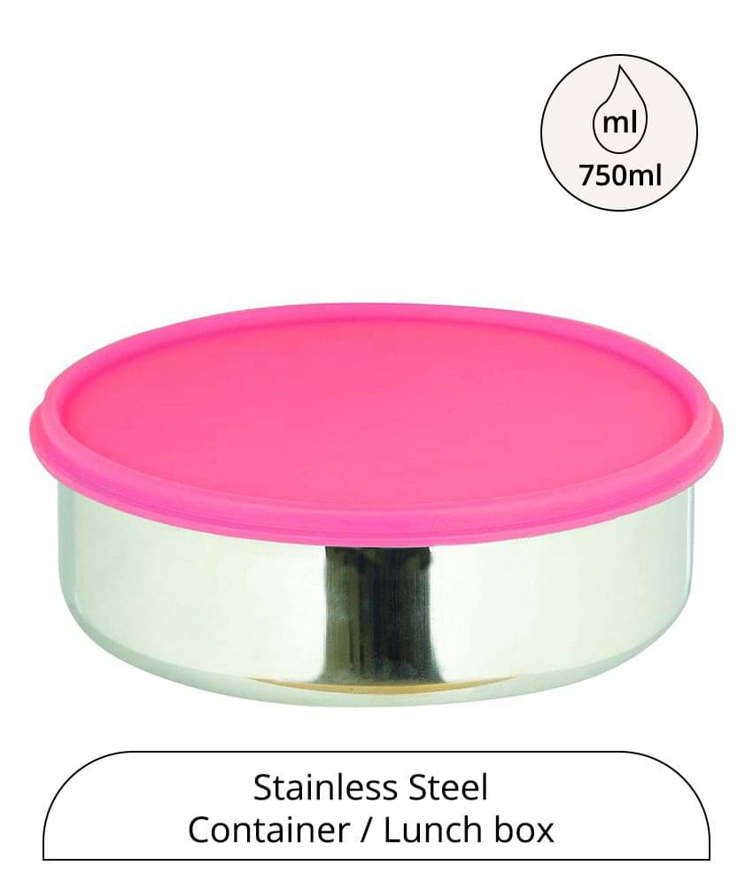     			Generic Stainless Steel Multi-Purpose Round Food Container 750ml, Pink (1U)