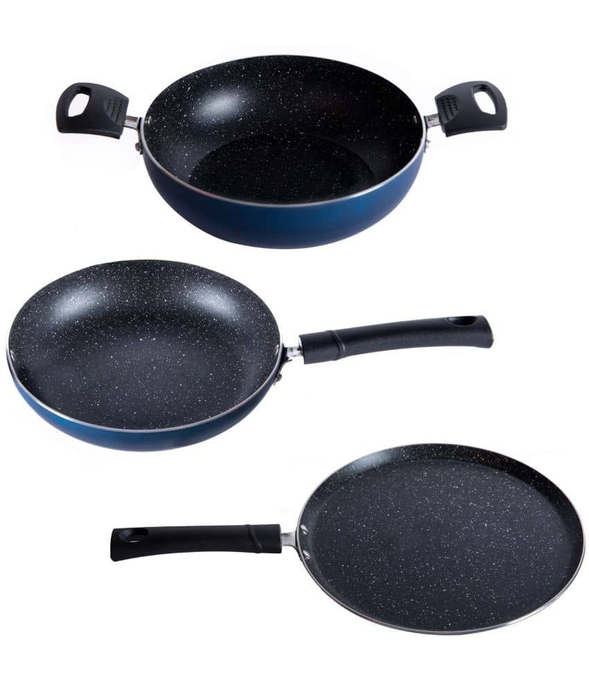 HomePro Non-Stick Set, Kadai 24.5 cm, Fry Pan 23 cm, Dosa Tawa 27 cm (Pack of 3) - Cookware | Buy online on ZillyBuy
