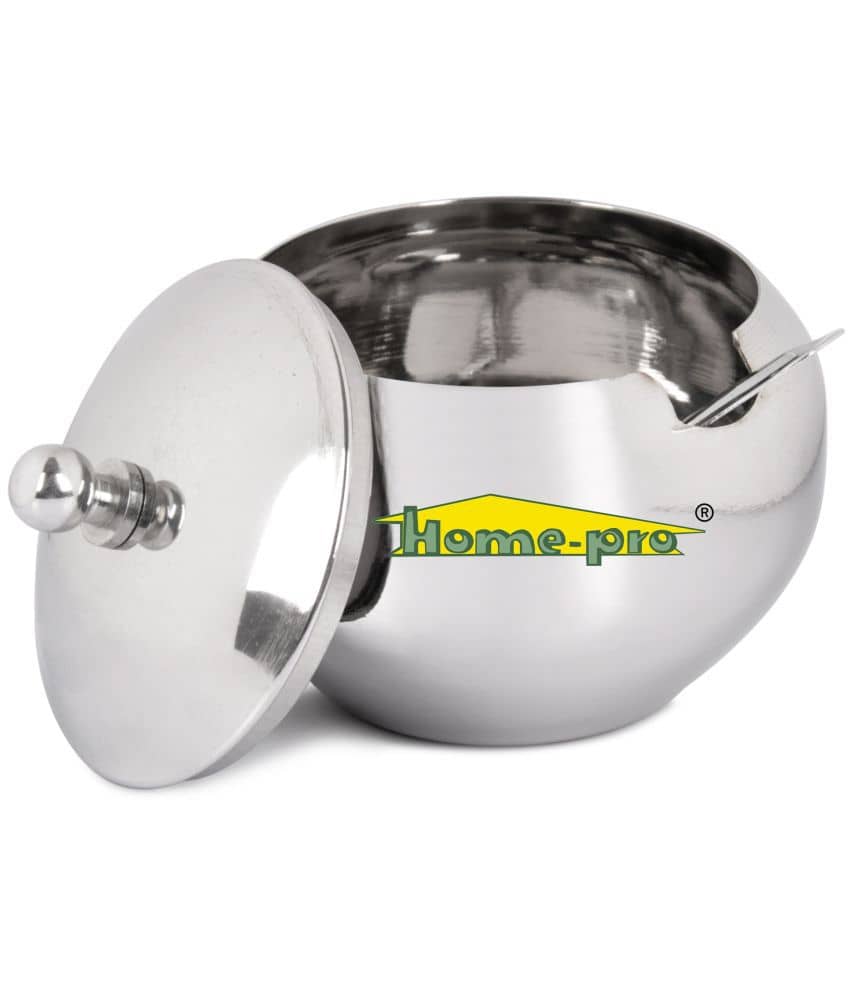 HomePro Stainless Steel Ghee Pot With Spoon Orange Shape Glosy Finish Pack of 1