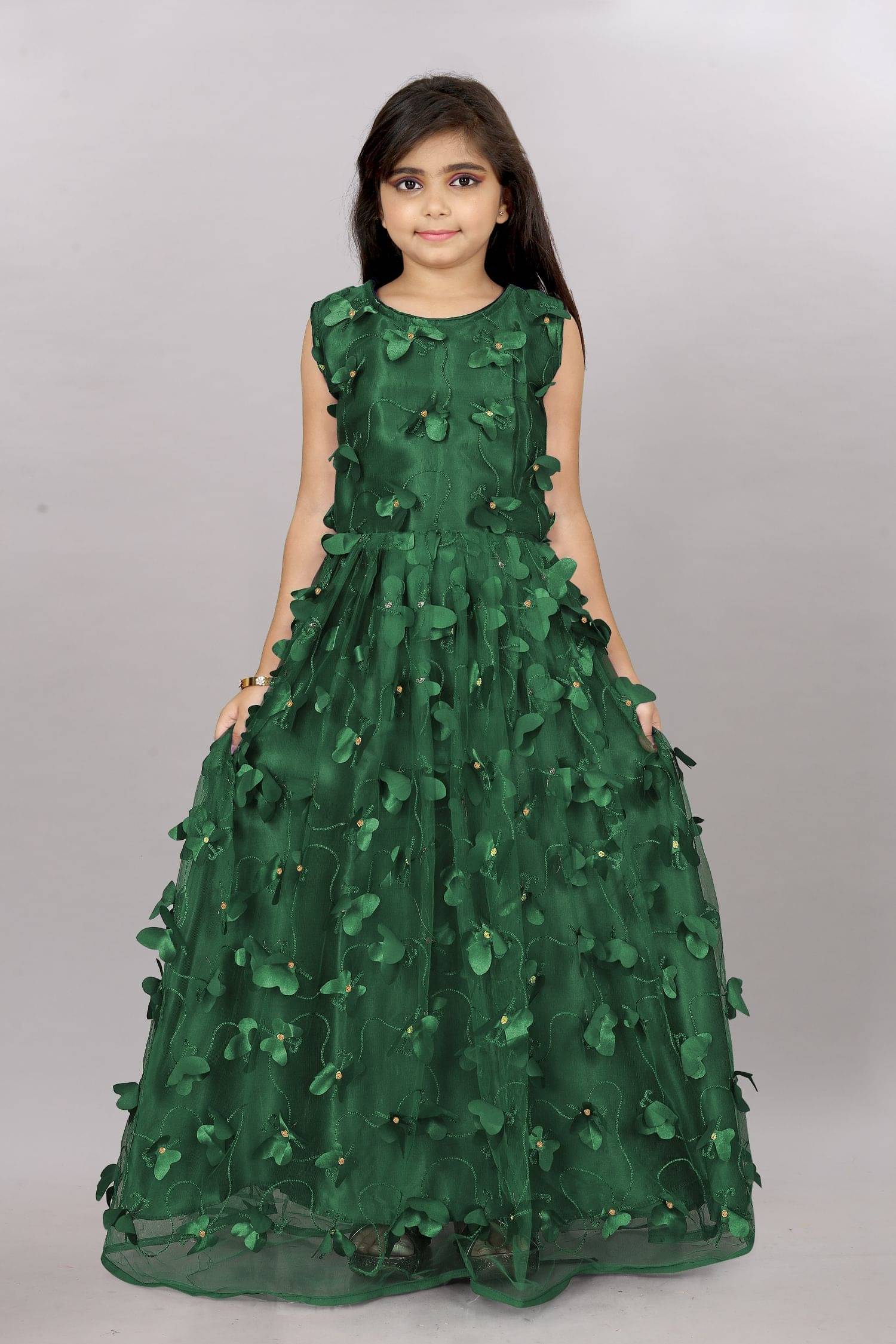 JULEE Net Gown For Girls ( Pack of 1 , Green ) JULEE Net Gown For Girls ( Pack of 1 , Green )