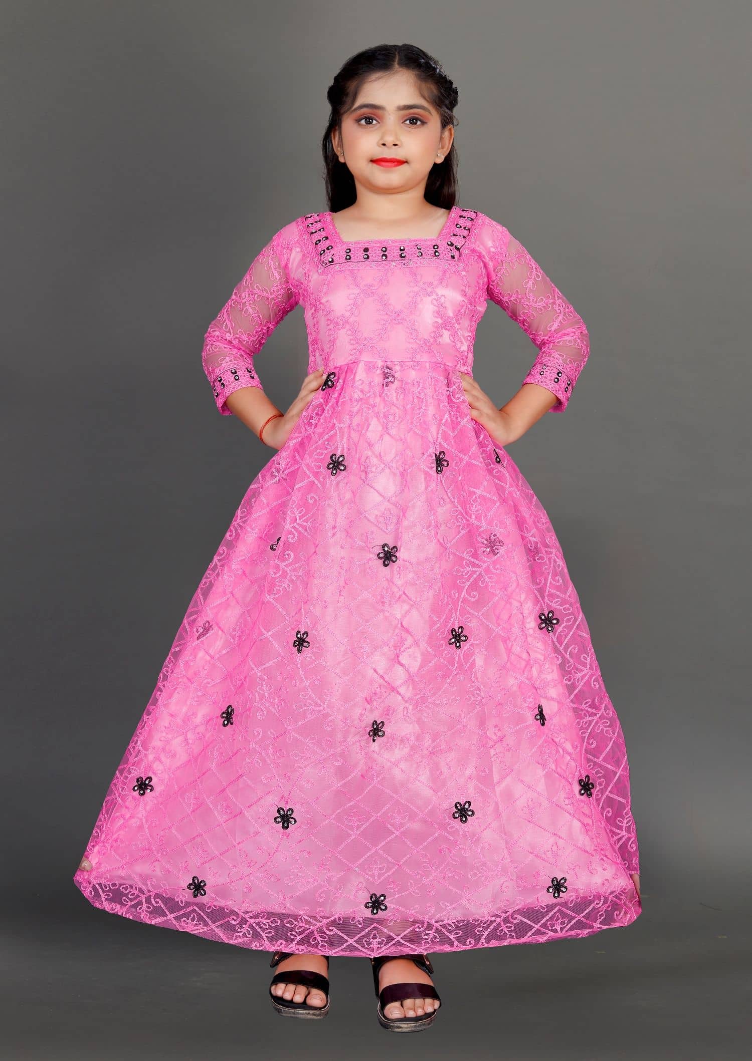 JULEE Net Gown For Girls ( Pack of 1 , Gray )