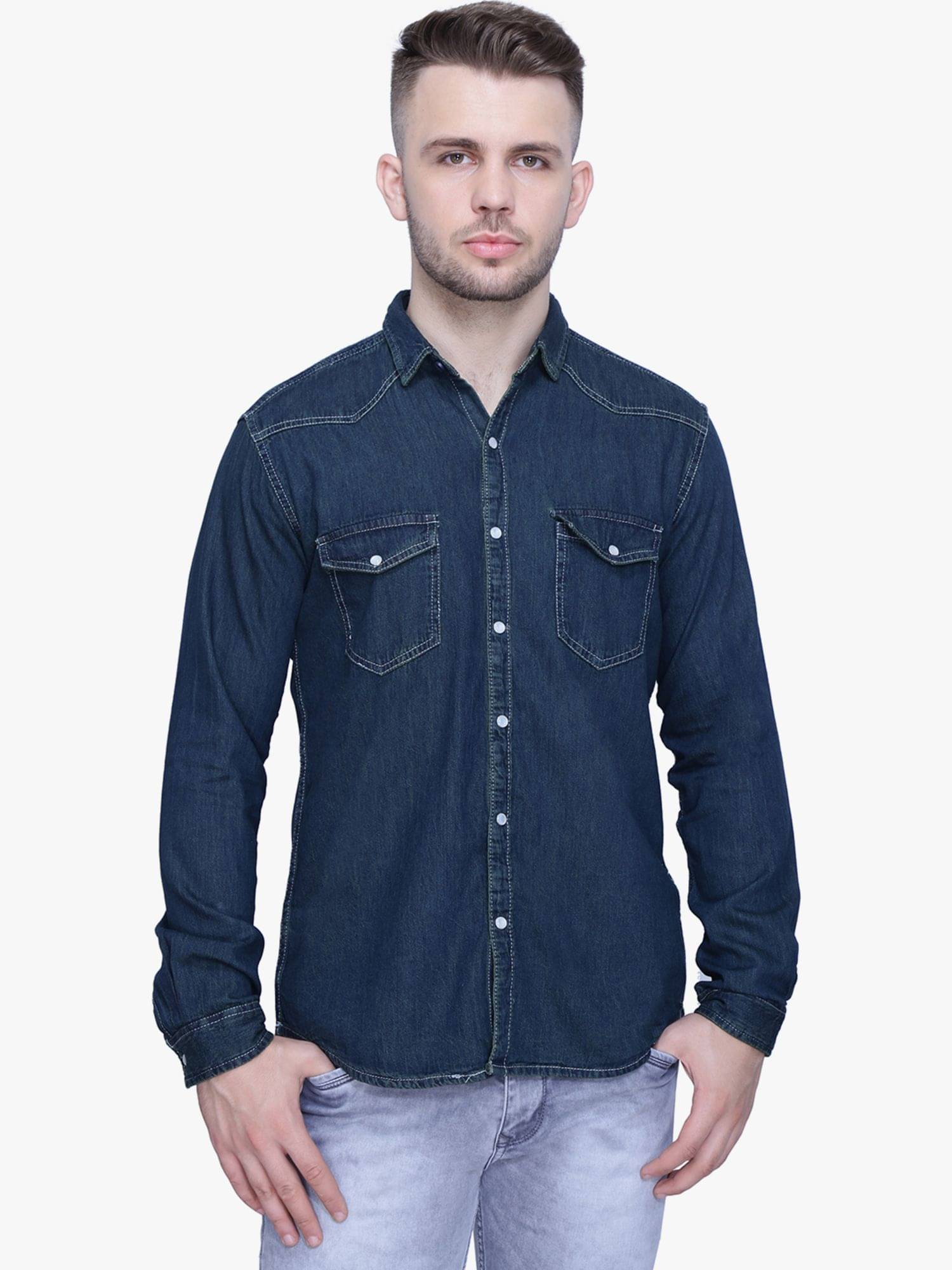     			Kuons Avenue - Blue Denim Slim Fit Men's Casual Shirt ( Pack of 1 )