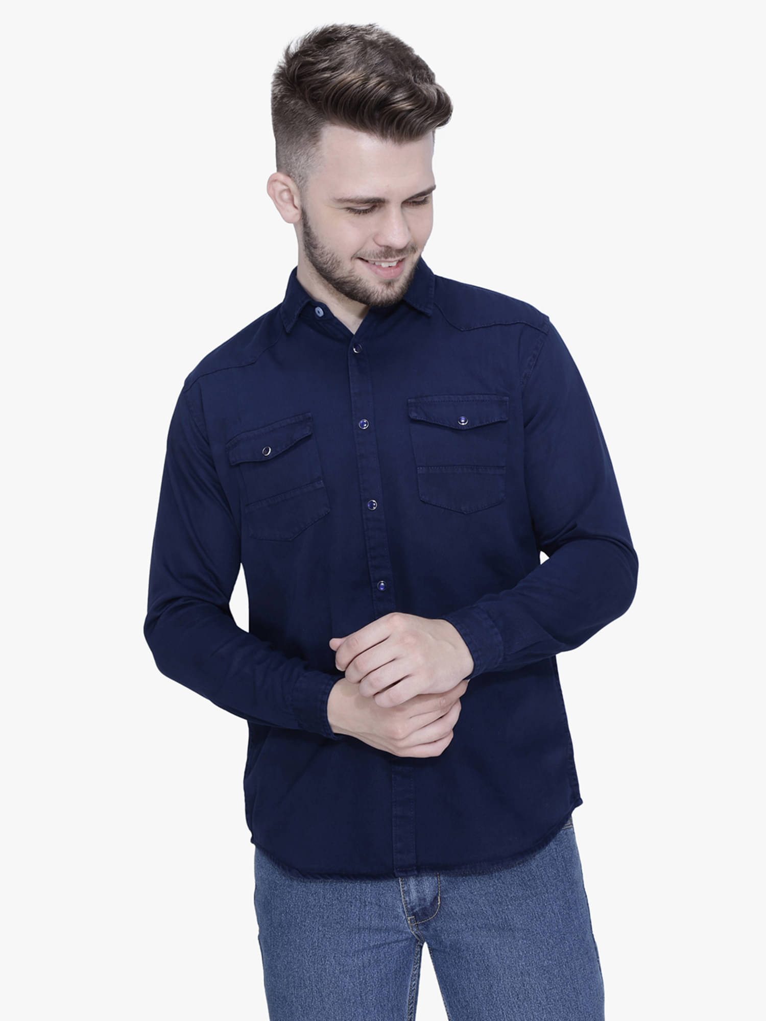     			Kuons Avenue - Blue Denim Slim Fit Men's Casual Shirt ( Pack of 1 )