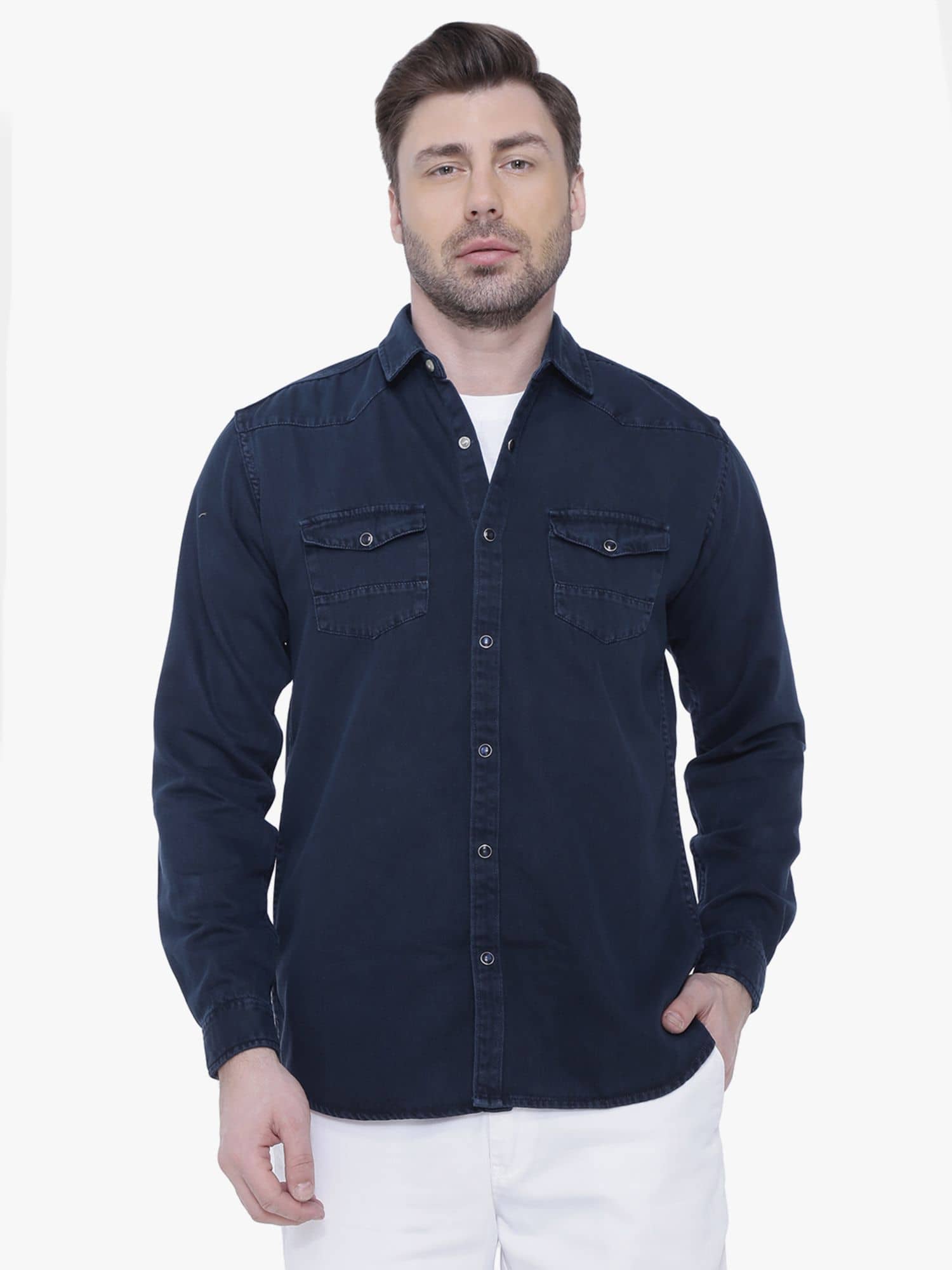 Kuons Avenue - Blue Denim Slim Fit Men's Casual Shirt ( Pack of 1 )