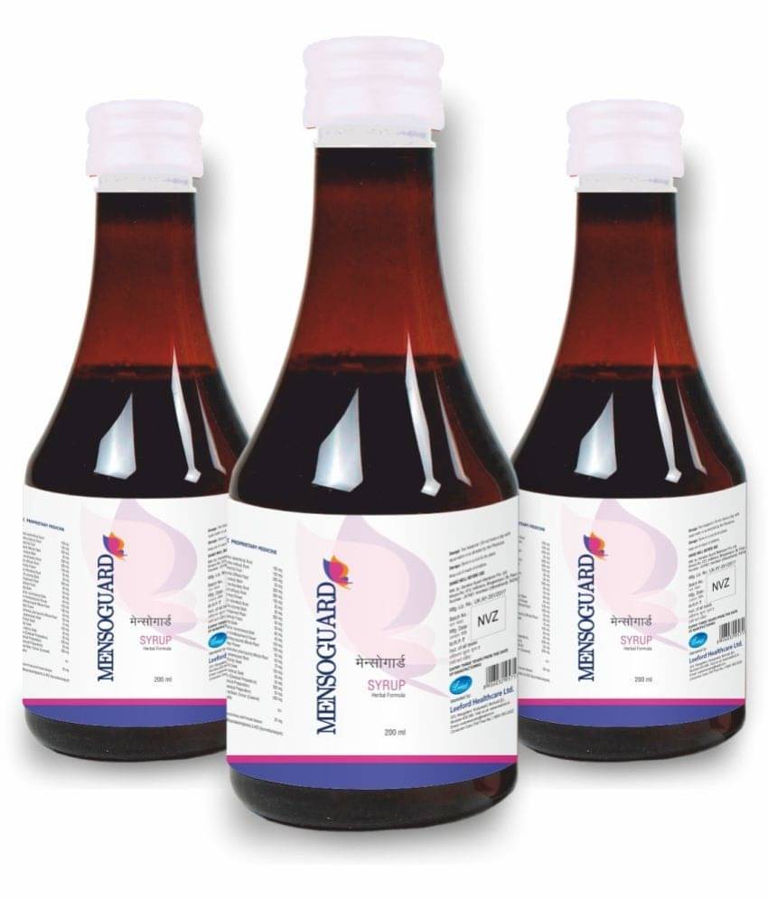 Leeford Mensoguard Syrup, Relieves cramps, regulates flow & reduces irregularities, 200ml Pack of 3 Leeford Mensoguard Syrup, Relieves cramps, regulates flow & reduces irregularities, 200ml Pack of 3