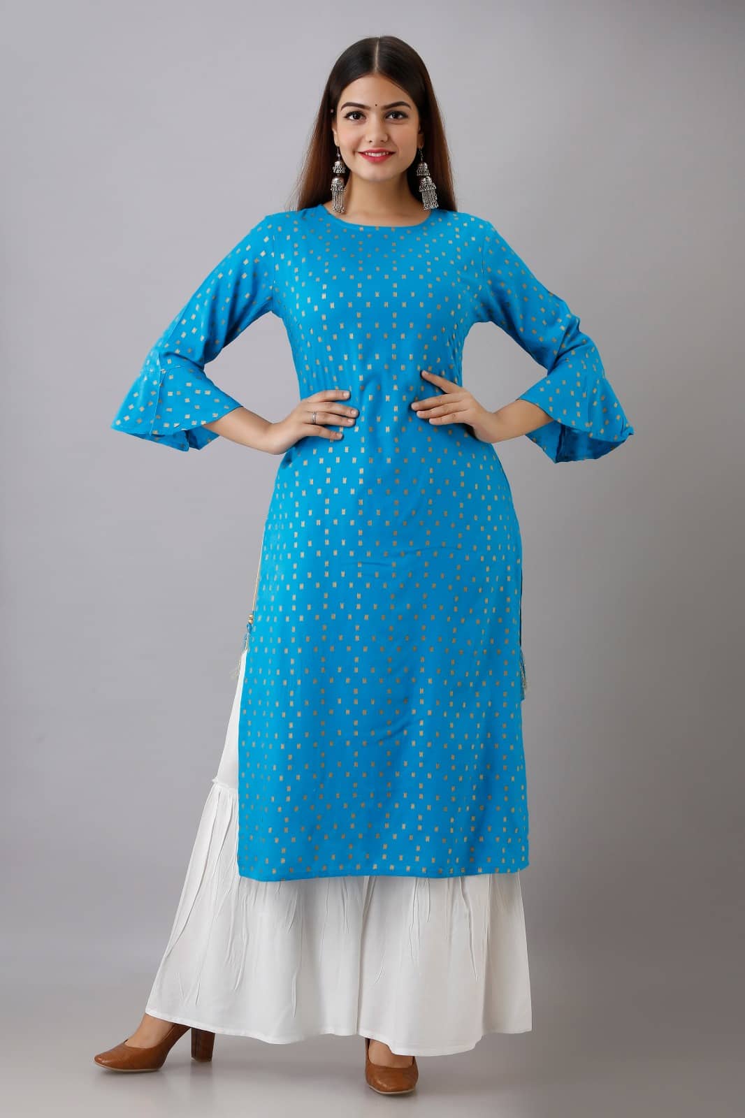 MAUKA - Blue Straight Rayon Women's Stitched Salwar Suit ( Pack of 1 )