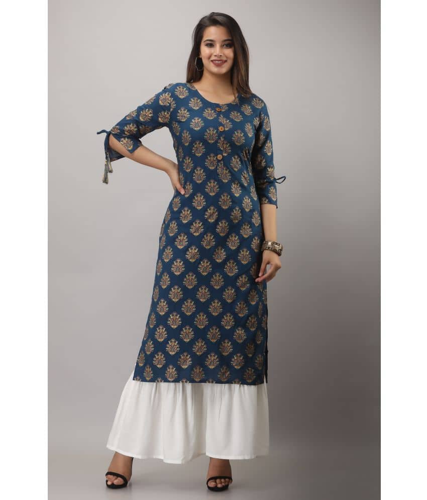 MAUKA - Blue Straight Rayon Women's Stitched Salwar Suit ( Pack of 1 )