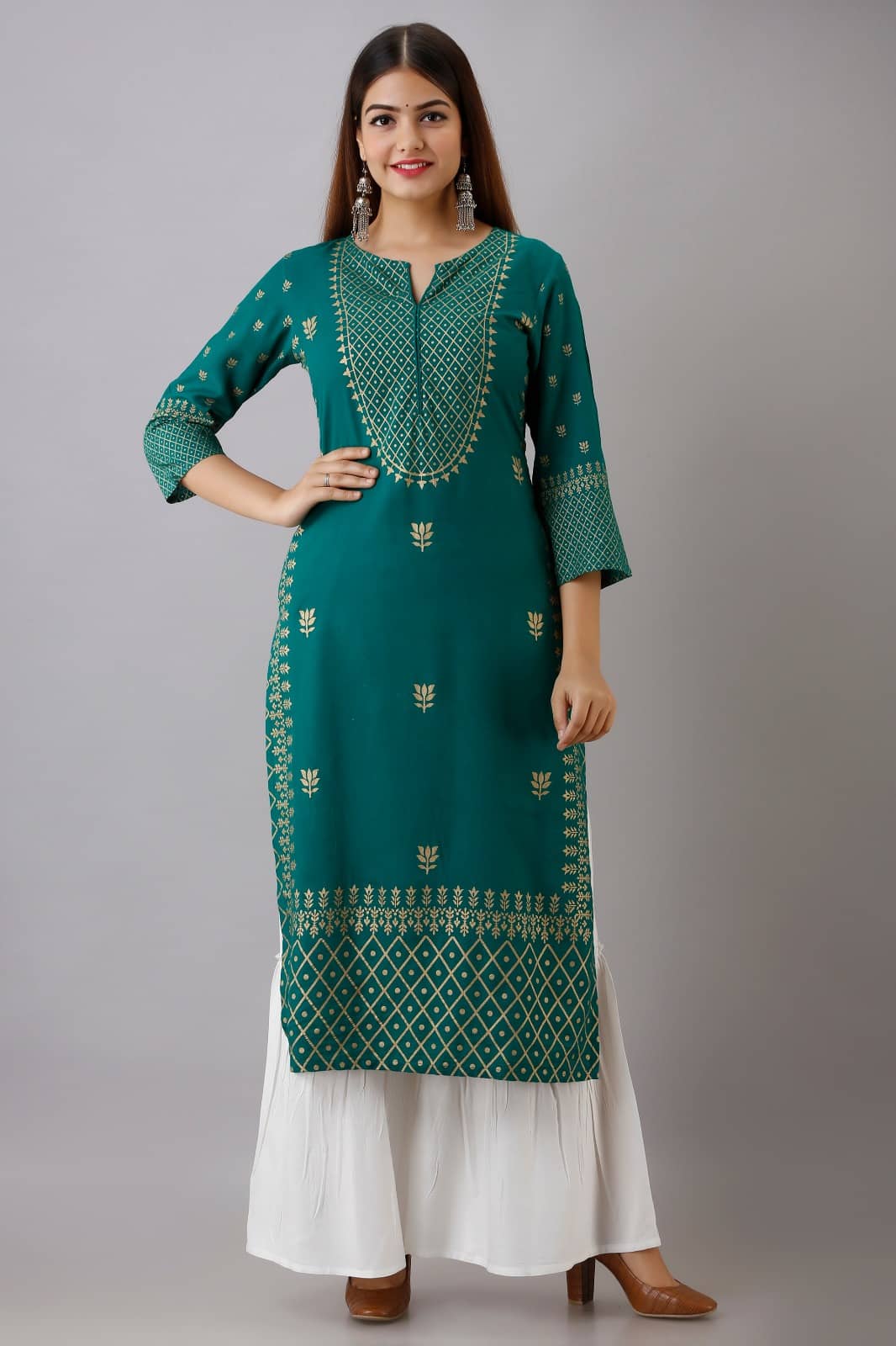 MAUKA - Green Straight Rayon Women's Stitched Salwar Suit ( Pack of 1 )