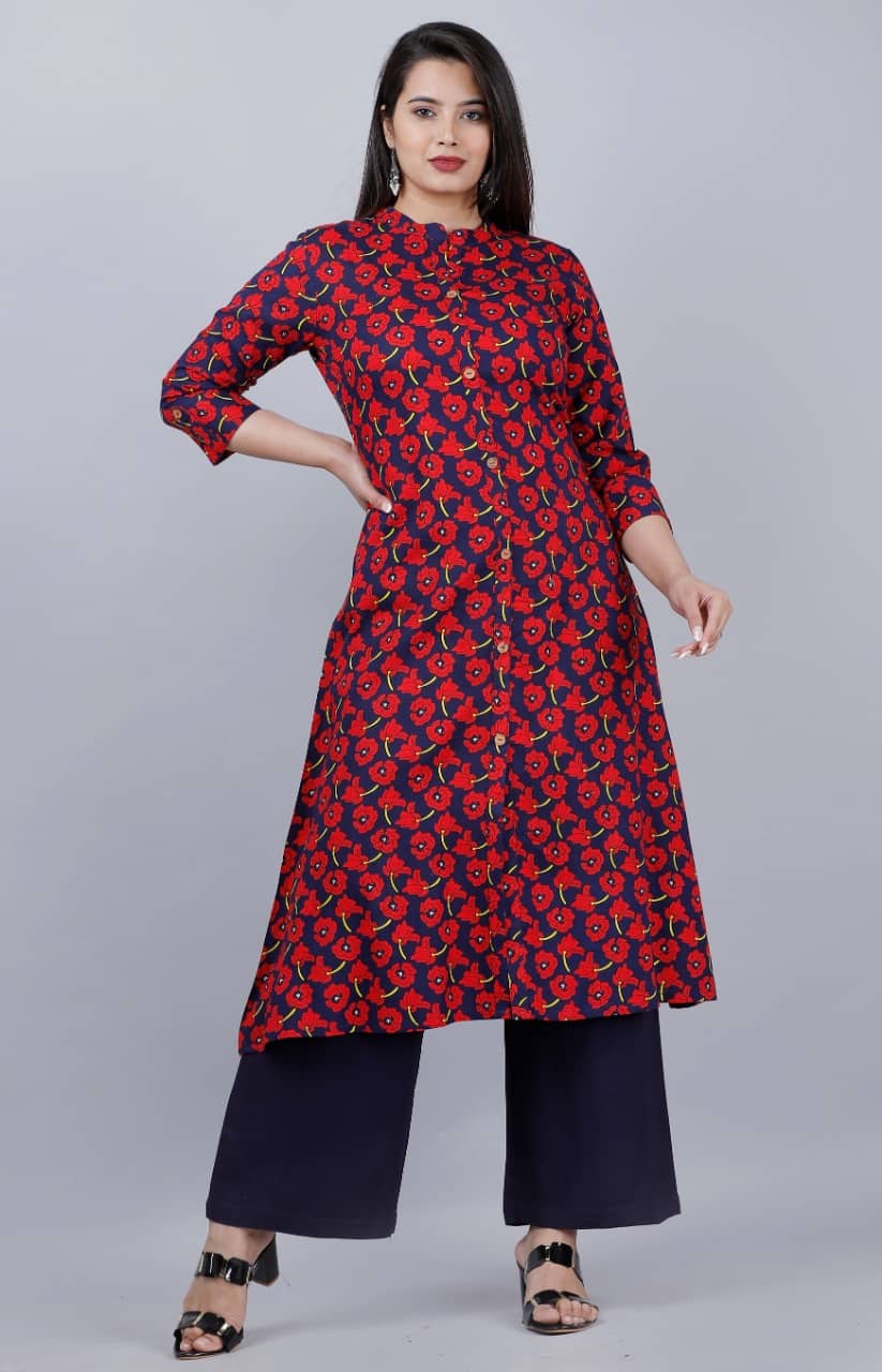MAUKA - Red Straight Rayon Women's Stitched Salwar Suit ( Pack of 1 )