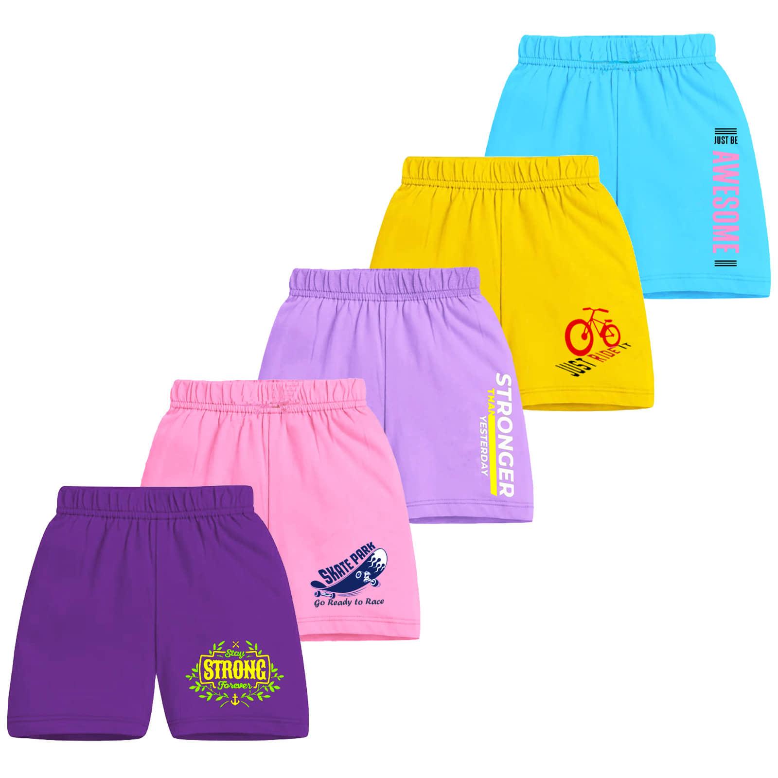 MIST N FOGG Pack of 5 Cotton Shorts For Boys ( Multicolor ) - Shorts | Buy online on ZillyBuy