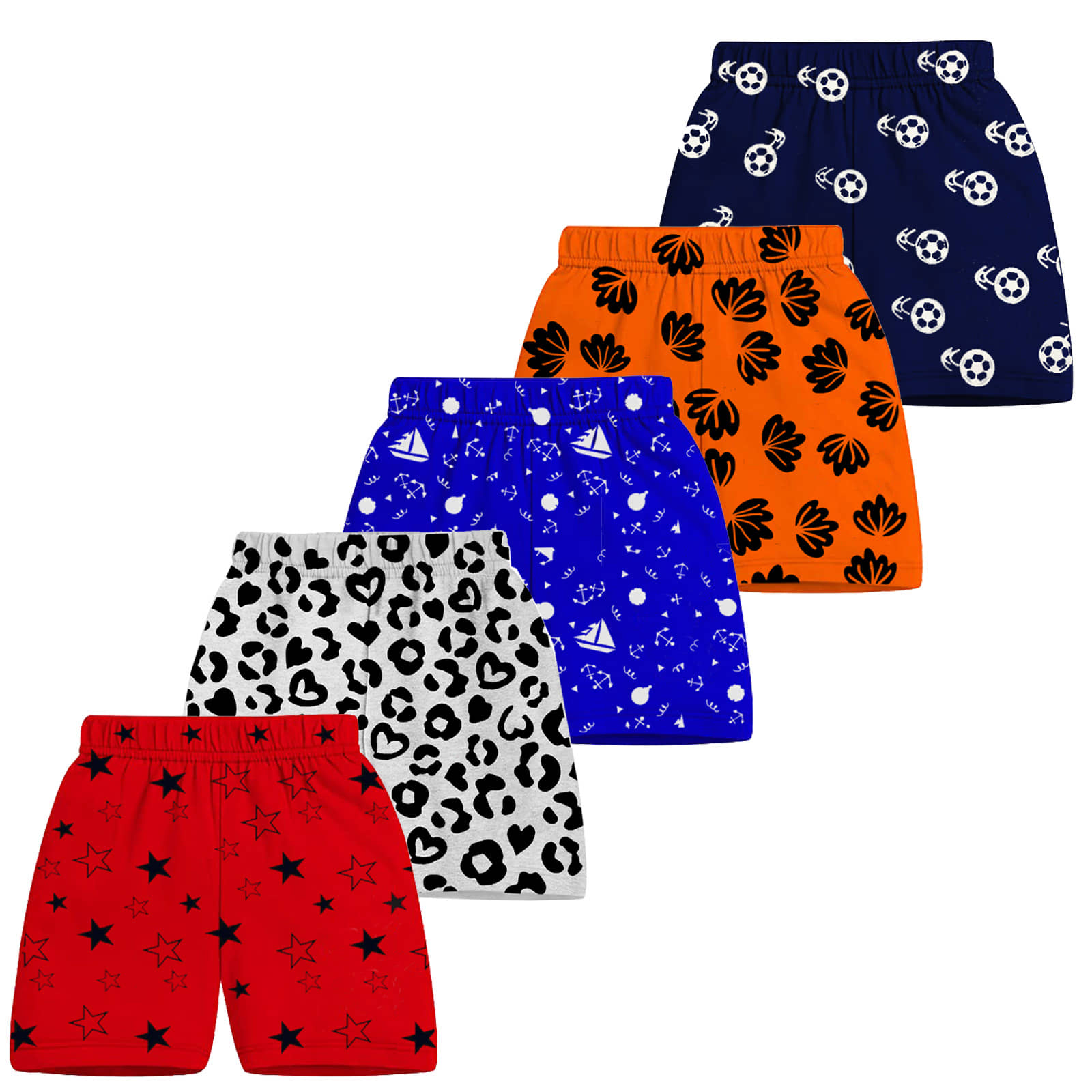 MIST N FOGG Pack of 5 Cotton Shorts For Boys ( Multicolor ) - Shorts | Buy online on ZillyBuy