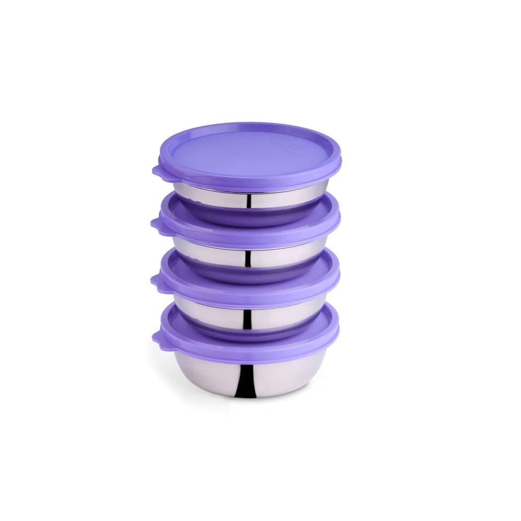Oliveware - Steel Purple Food Container ( Set of 4 )