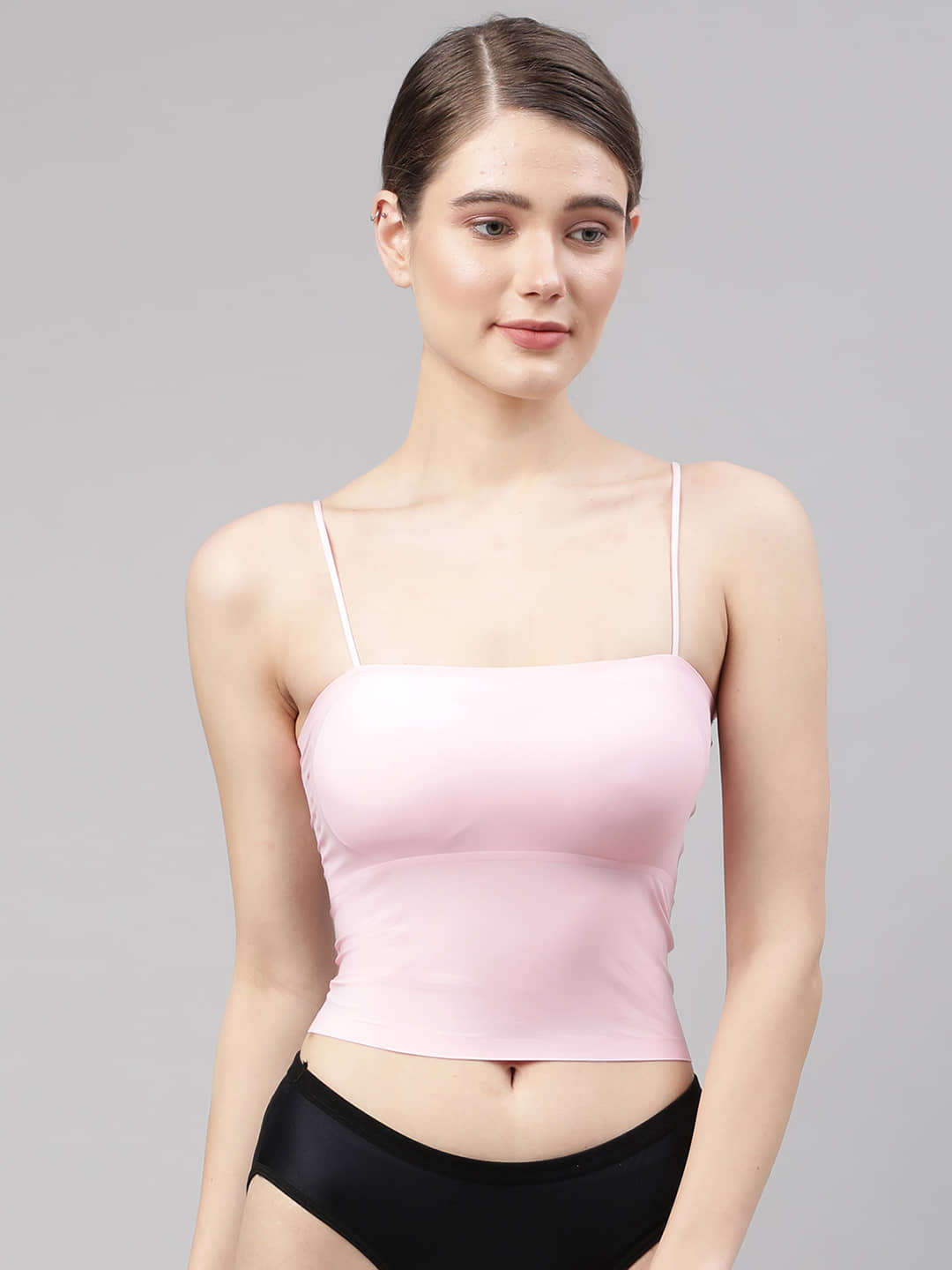 PrettyCat Polyester Lightly Padded Women's Cami bra ( Pink )