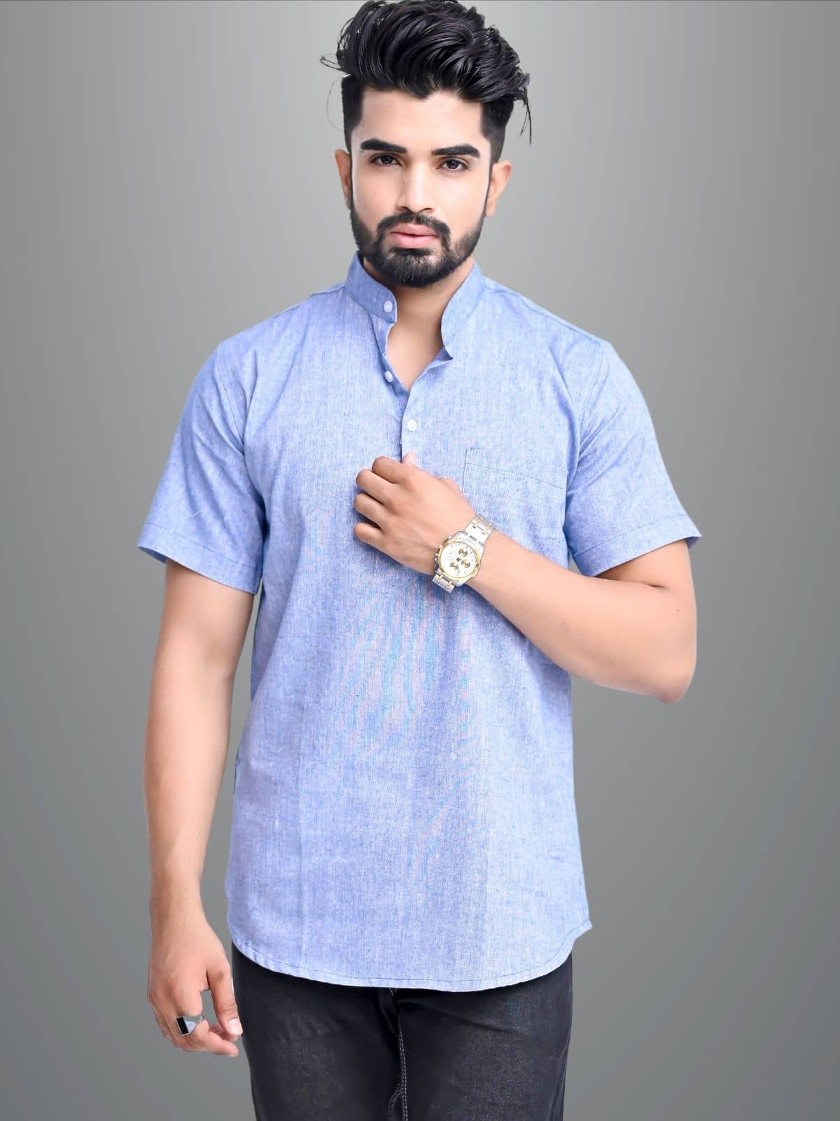 QuaClo - Blue Cotton Blend Men's Regular Kurta ( Pack of 1 ) - Kurtas & Kurta Sets | Buy online on ZillyBuy