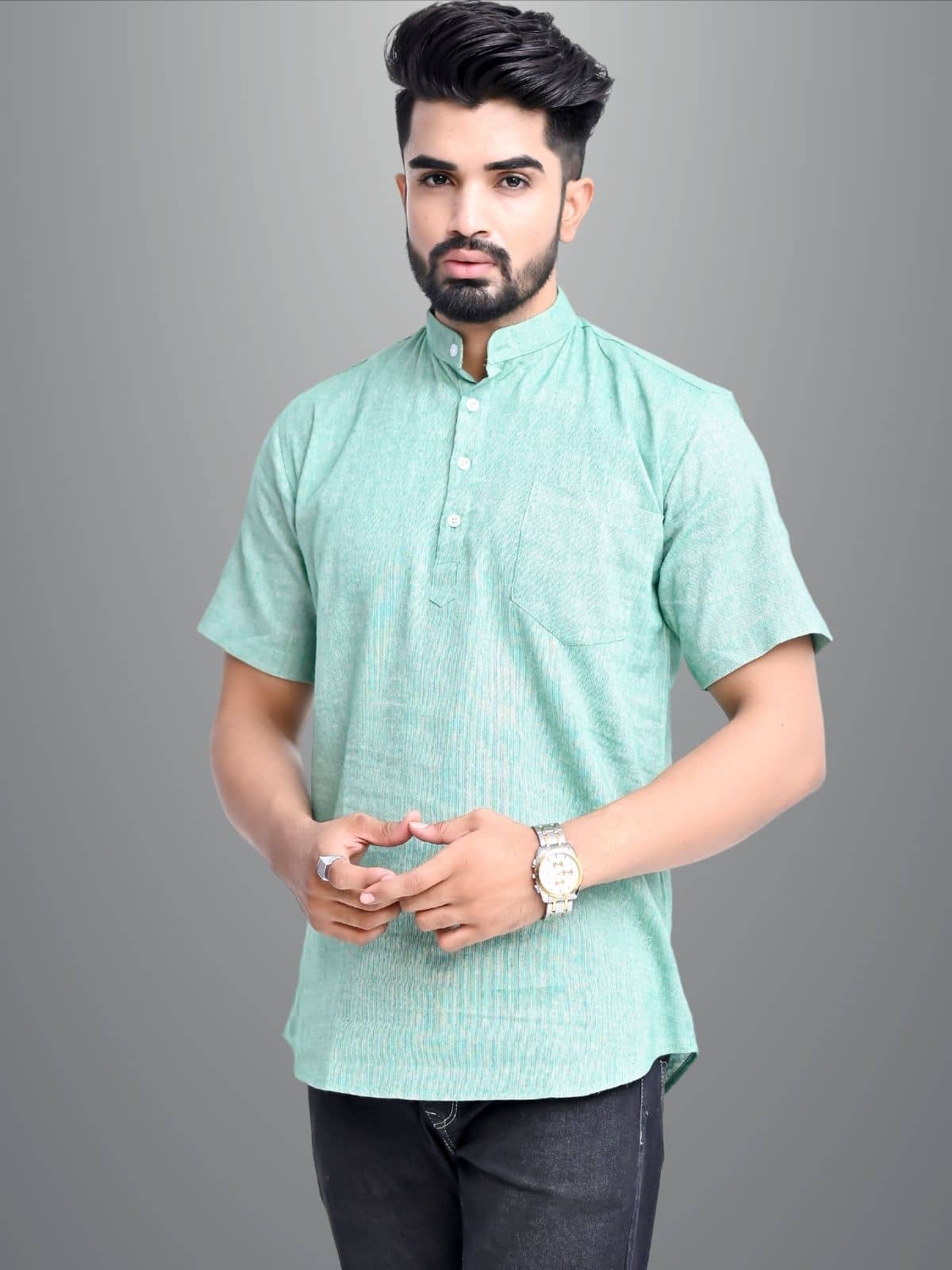 QuaClo - Green Cotton Blend Men's Regular Kurta ( Pack of 1 ) - Kurtas & Kurta Sets | Buy online on ZillyBuy