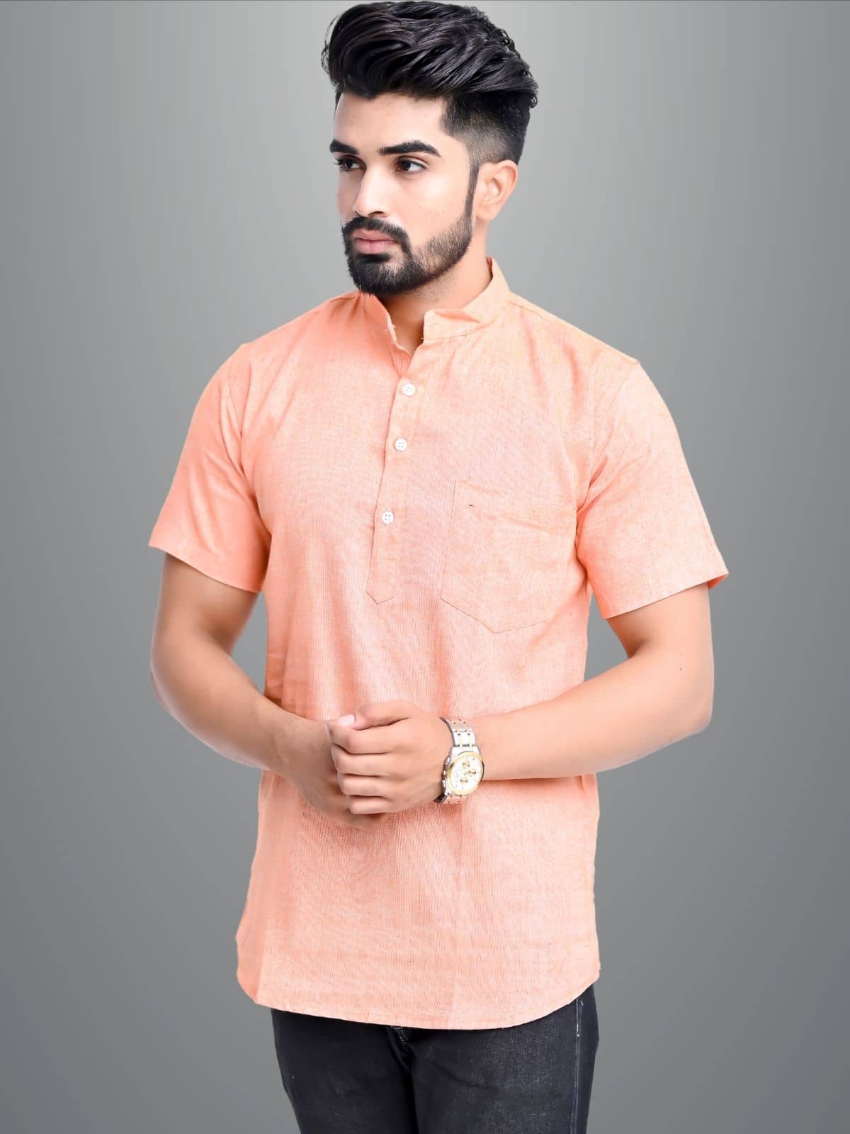 QuaClo - Orange Cotton Blend Men's Regular Kurta ( Pack of 1 ) - Kurtas & Kurta Sets | Buy online on ZillyBuy