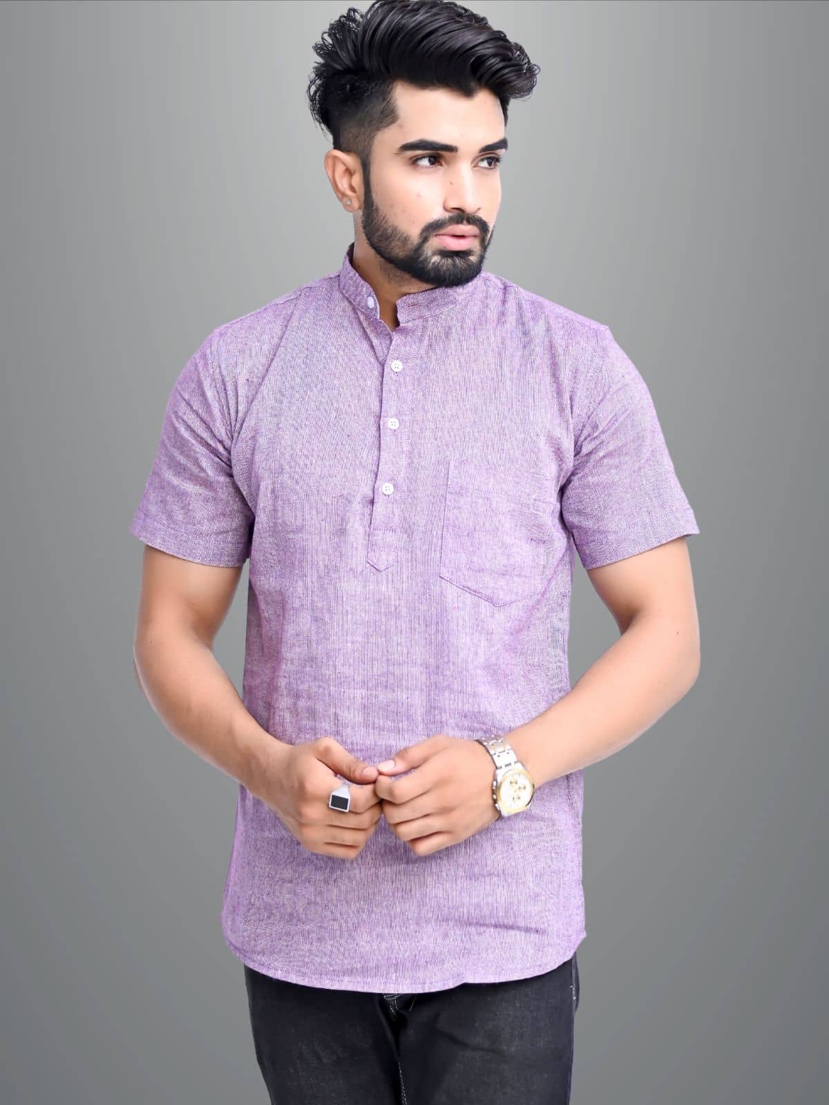 QuaClo - Purple Cotton Blend Men's Regular Kurta ( Pack of 1 ) - Kurtas & Kurta Sets | Buy online on ZillyBuy