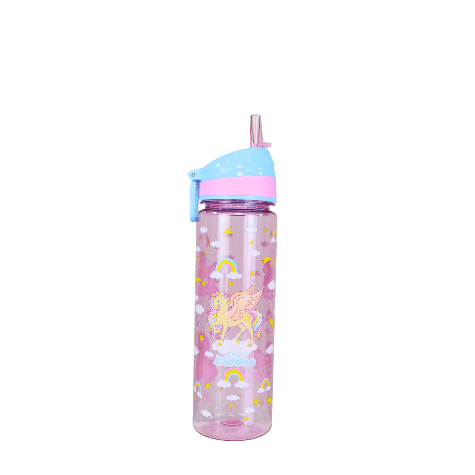     			Smily Kiddos - Straight Water Bottle With Flip Top Nozzle Pink School Water Bottle 600 mL ( Set of 1 )