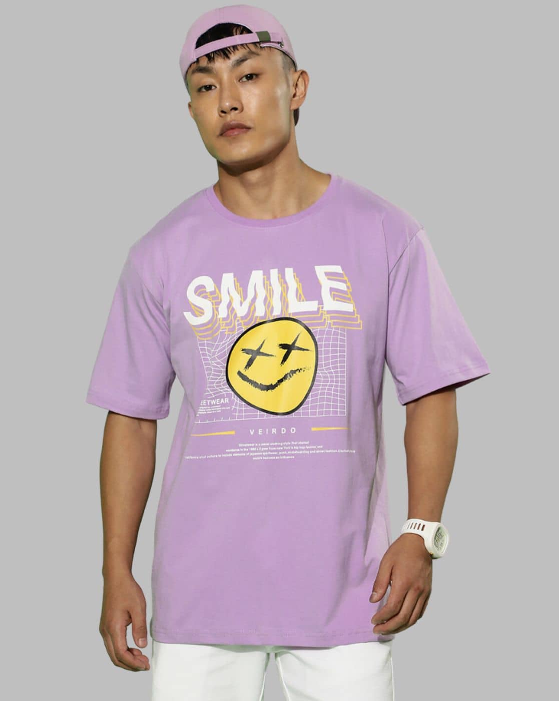Veirdo Pack of 1 Cotton Oversized Fit Men's T-Shirt ( Purple )