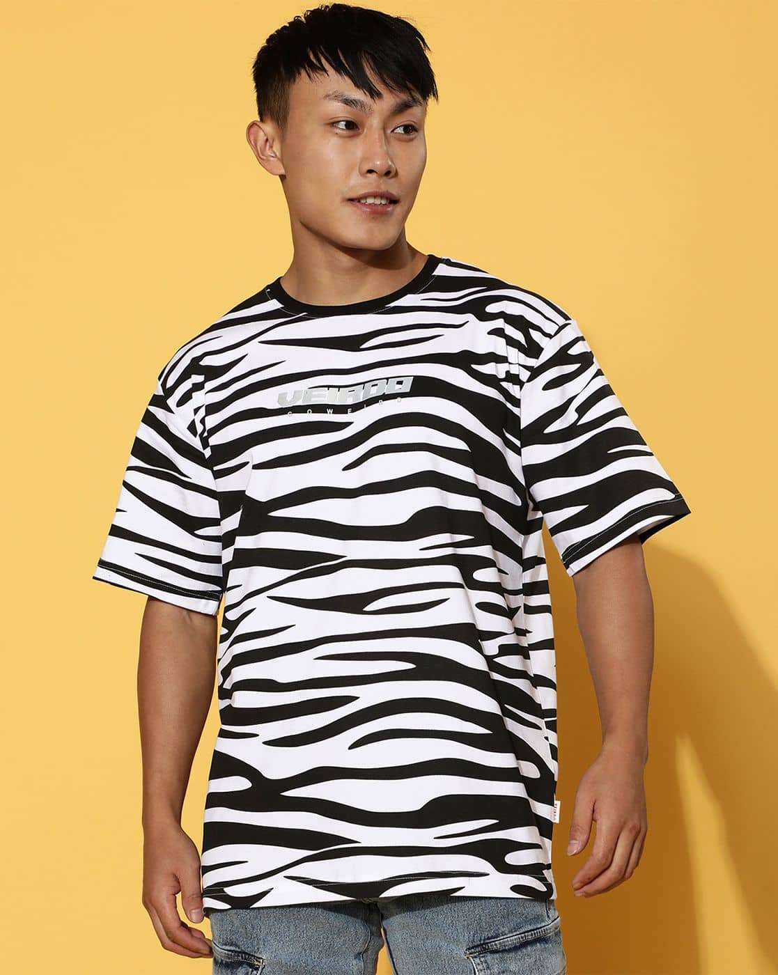 Veirdo Pack of 1 Cotton Oversized Fit Men's T-Shirt ( White )