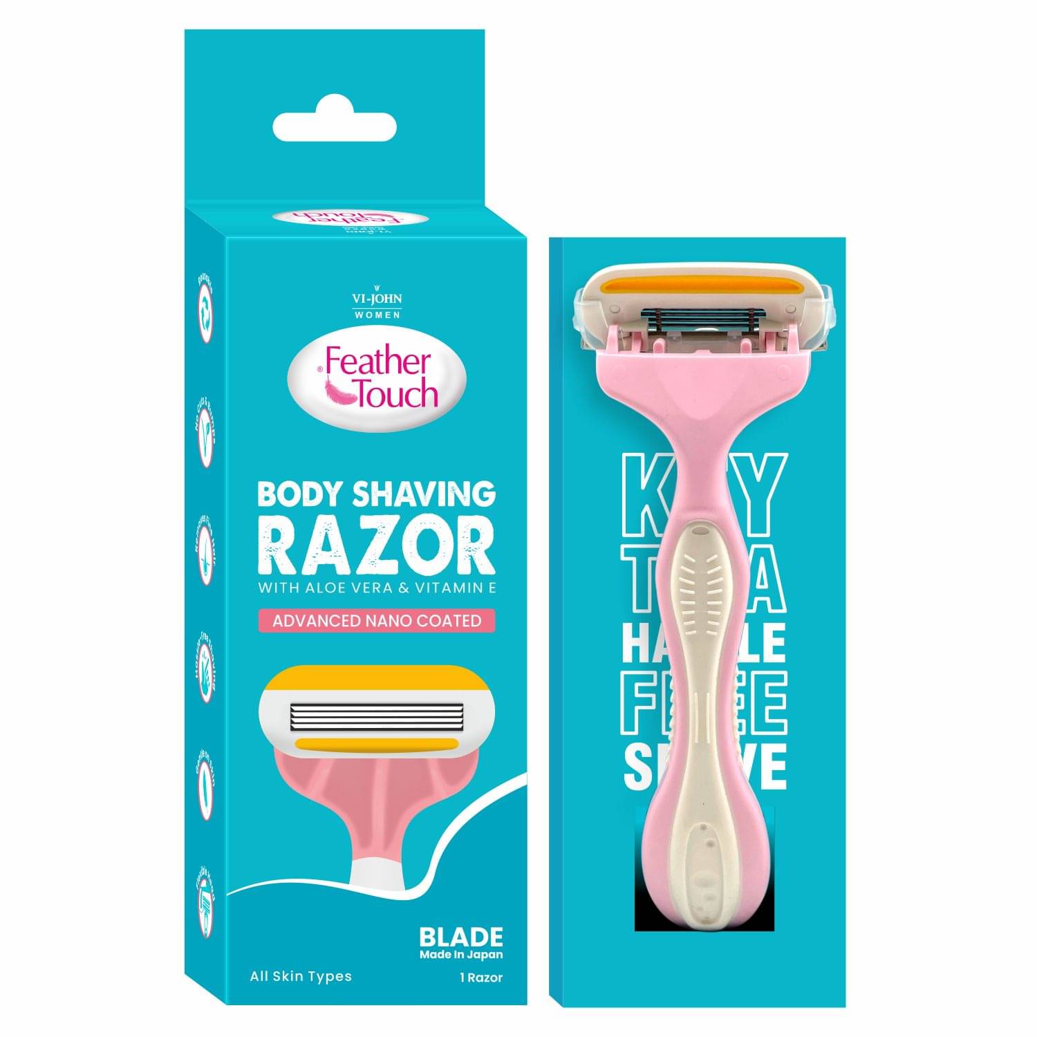     			VI-JOHN Feather Touch 4 Blades Razor For Women , Hair ,Arms,Legs,Underarms & Bikini Line - Pack of 1