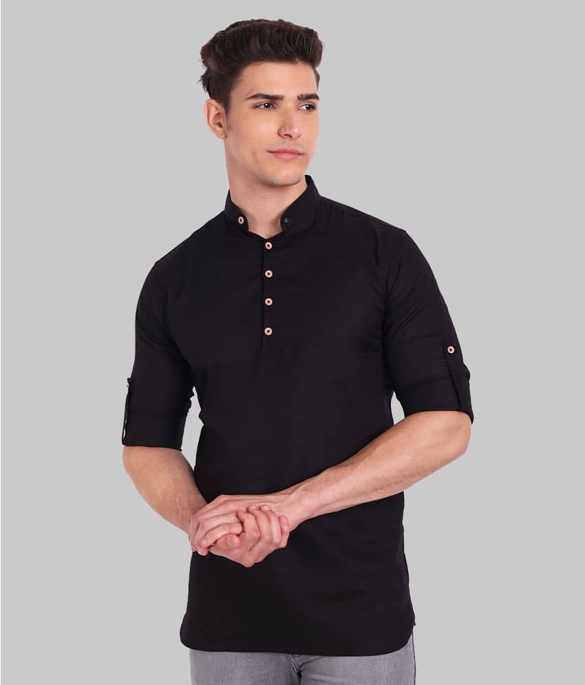 Vida Loca - Black Cotton Men's Regular Kurta ( Pack of 1 ) - Kurtas & Kurta Sets | Buy online on ZillyBuy