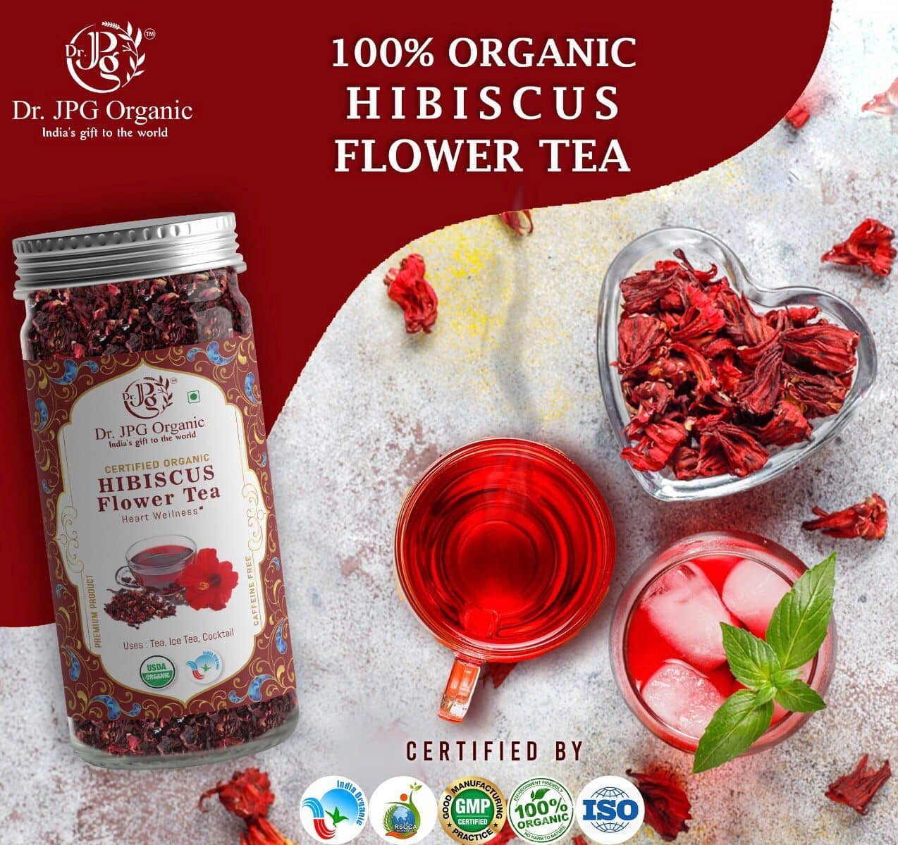 jgs HIBISCUS FLOWER TEA (PACK OF 2)
