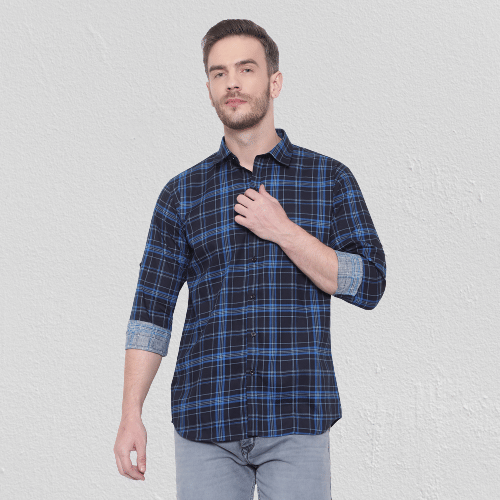 leeway - Blue Cotton Blend Slim Fit Men's Casual Shirt ( Pack of 1 )