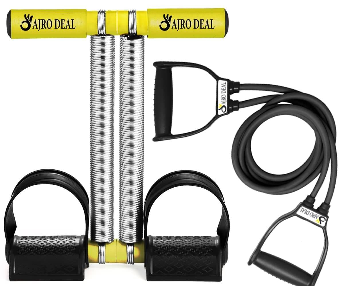 AJRO DEAL Tummy Trimmer for Unisex - Ab Exercise Equipement, Abdominal Workout for Home & Gym Use and Resistance Heavy Stretch Band for Men Workout-Double Toning Tube for Home Gym-Exercise AJRO DEAL Tummy Trimmer for Unisex - Ab Exercise Equipement, Abdominal Workout for Home & Gym Use and Resistance Heavy Stretch Band for Men Workout-Double Toning Tube for Home Gym-Exercise