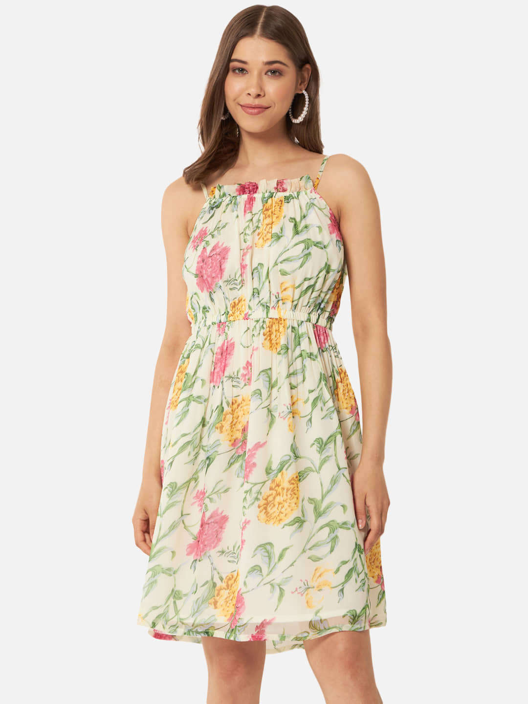 ALL WAYS YOU Women Polyester Printed Fit & Flare Dress ( Multi Color )