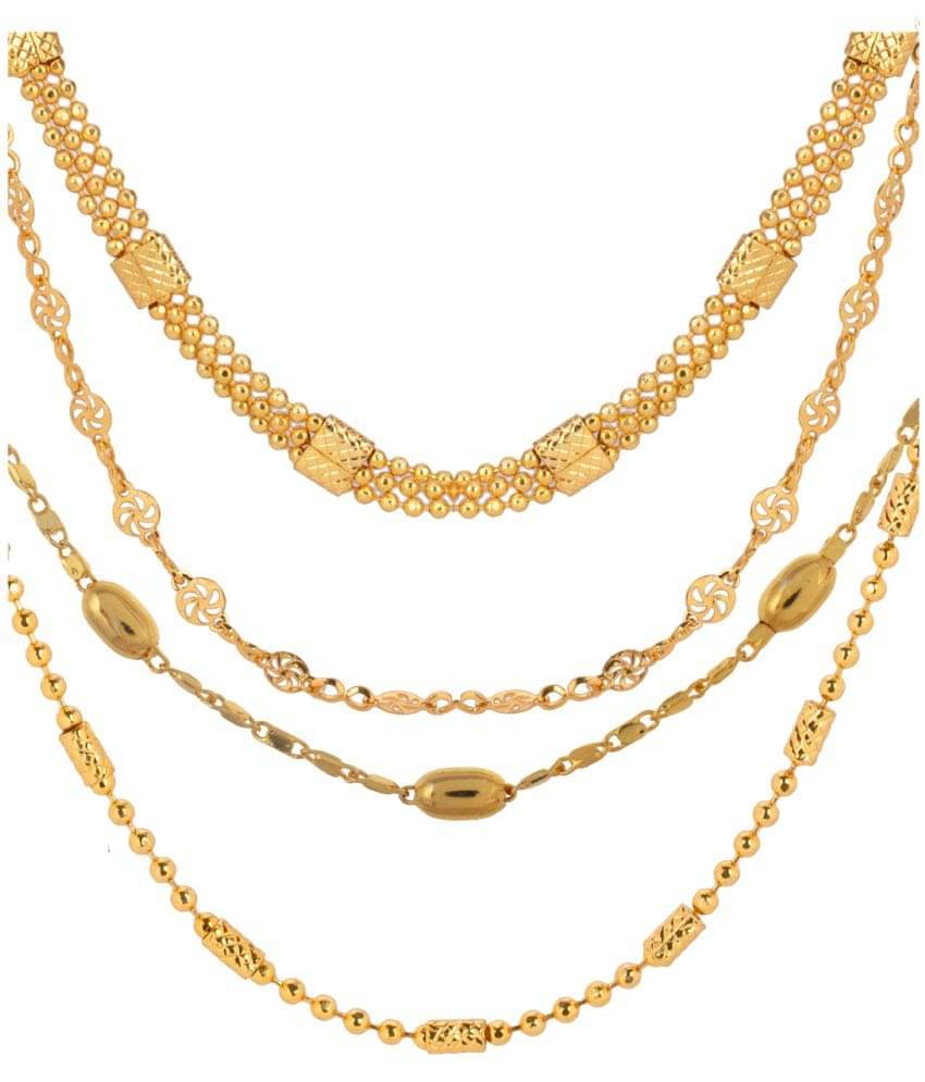 AanyaCentric - Gold Plated Brass Chain ( Pack of 4 ) AanyaCentric - Gold Plated Brass Chain ( Pack of 4 )