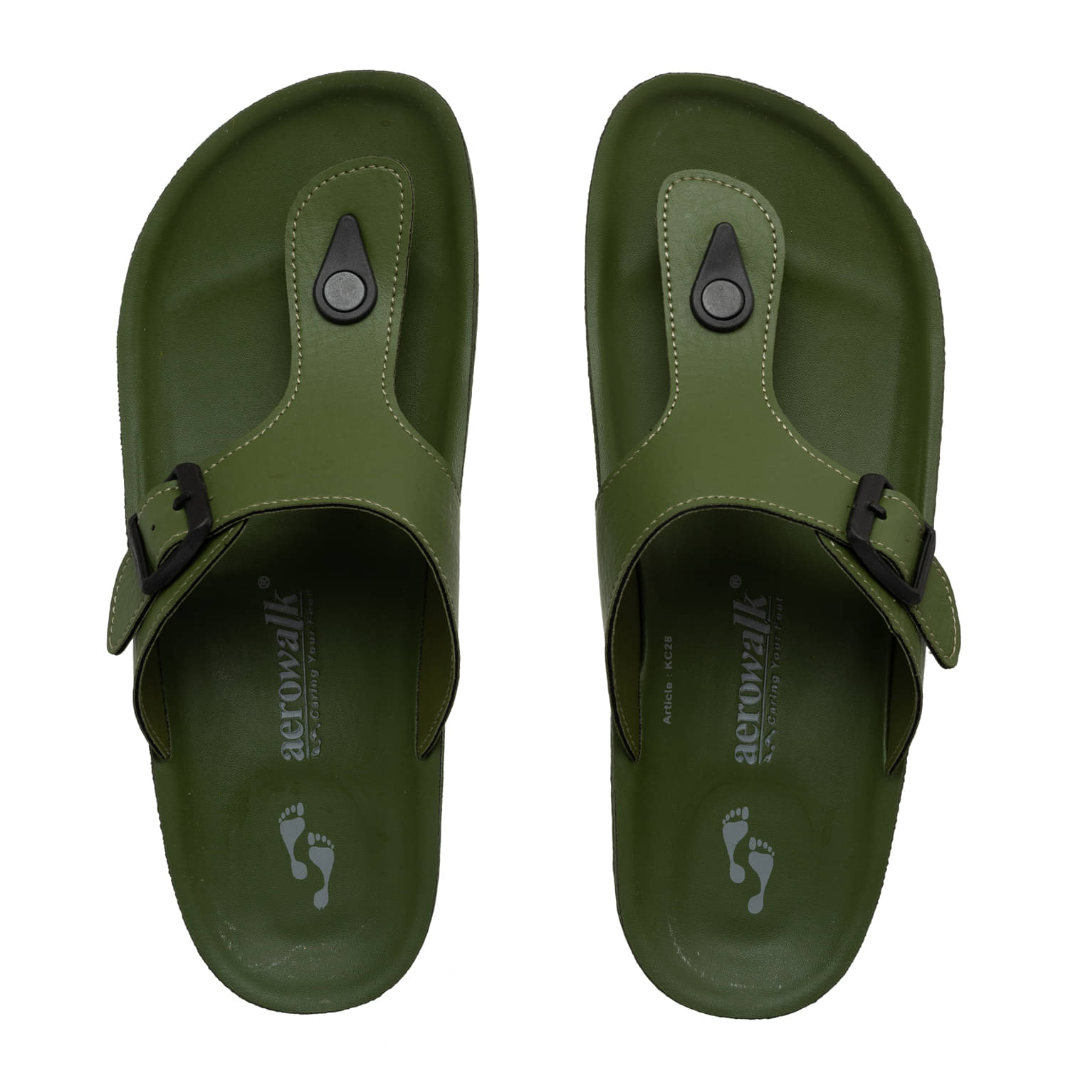     			Aerowalk Green Men's Leather Slipper