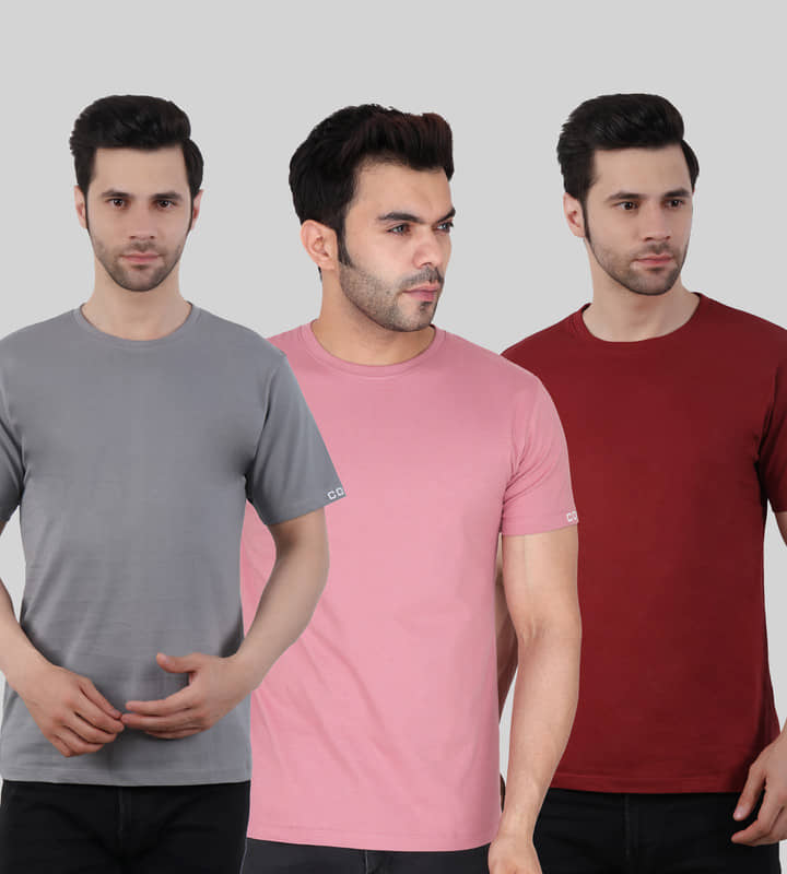Comey Pack of 3 100% Cotton Regular Fit Men's T-Shirt ( Multicolor )