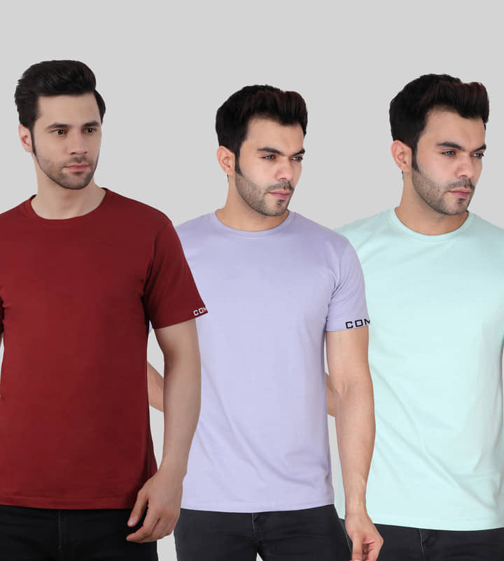 Comey Pack of 3 100% Cotton Regular Fit Men's T-Shirt ( Multicolor )
