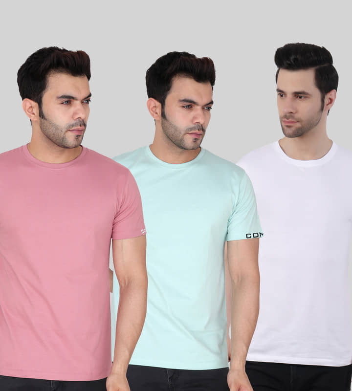 Comey Pack of 3 100% Cotton Regular Fit Men's T-Shirt ( Multicolor )