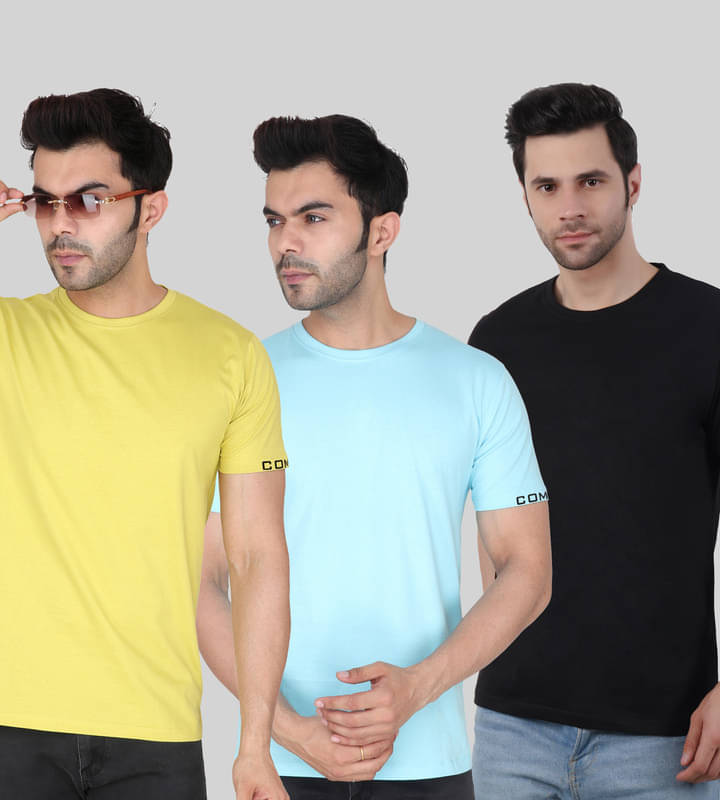 Comey Pack of 3 100% Cotton Regular Fit Men's T-Shirt ( Multicolor ) Comey Pack of 3 100% Cotton Regular Fit Men's T-Shirt ( Multicolor )