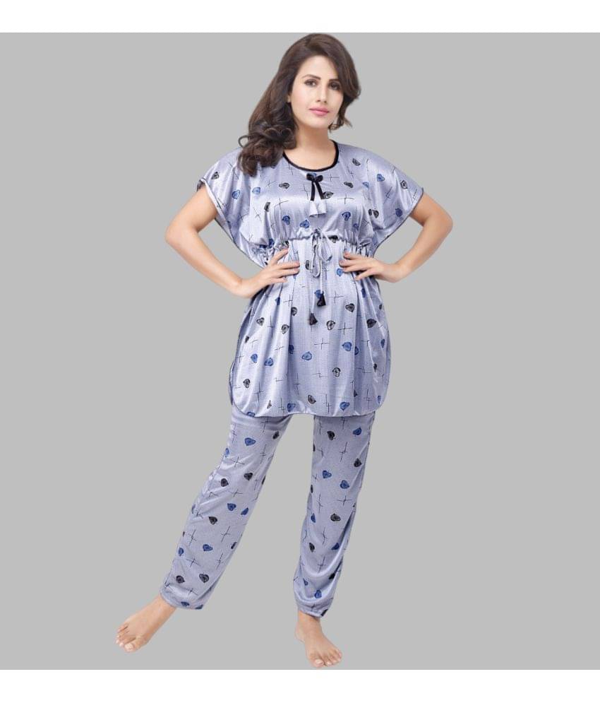 G4Girl - Grey Satin Women's Nightwear Nightsuit Sets ( Pack of 1 ) G4Girl - Grey Satin Women's Nightwear Nightsuit Sets ( Pack of 1 )