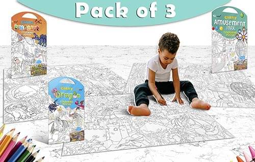 GIANT DINOSAUR COLOURING POSTER, GIANT AMUSEMENT PARK COLOURING POSTER and GIANT DRAGON COLOURING POSTER | Pack of 3 Posters I Giant Coloring Posters Fun Pack GIANT DINOSAUR COLOURING POSTER, GIANT AMUSEMENT PARK COLOURING POSTER and GIANT DRAGON COLOURING POSTER | Pack of 3 Posters I Giant Coloring Posters Fun Pack