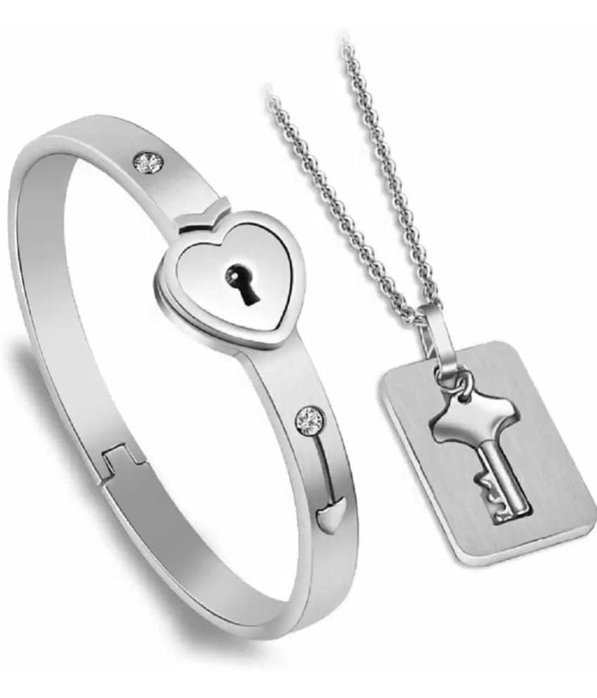 HEER COLLECTION - Silver Wrist Band ( Pack of 2 ) HEER COLLECTION - Silver Wrist Band ( Pack of 2 )